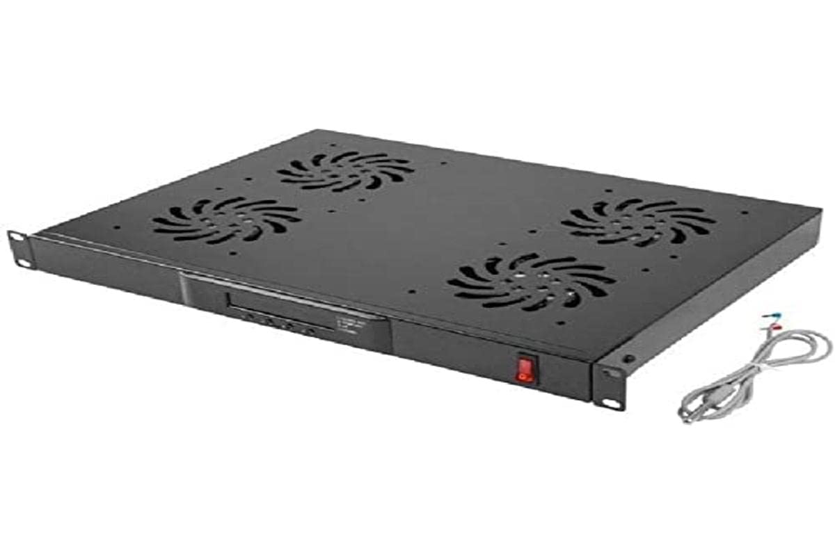 Lanberg 1U 19-Inch Rack Panel with 4 LCD Fans & Thermostat - 230V Ventilation System for Server Cabinets & Network Racks | Perfect for Data Centers, IT Rooms & Home Server Setups