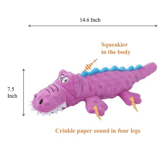 Durable Squeaky Dog Toys - 2 Pack Plush Chew Toys for Puppy Teething (Pink Crocodile & Blue Octopus) | Interactive Training Toys for Small, Medium & Large Dogs | Reduce Boredom & Anxiety | Perfect for Indoor Play, Outdoor Fetch & Crate Training