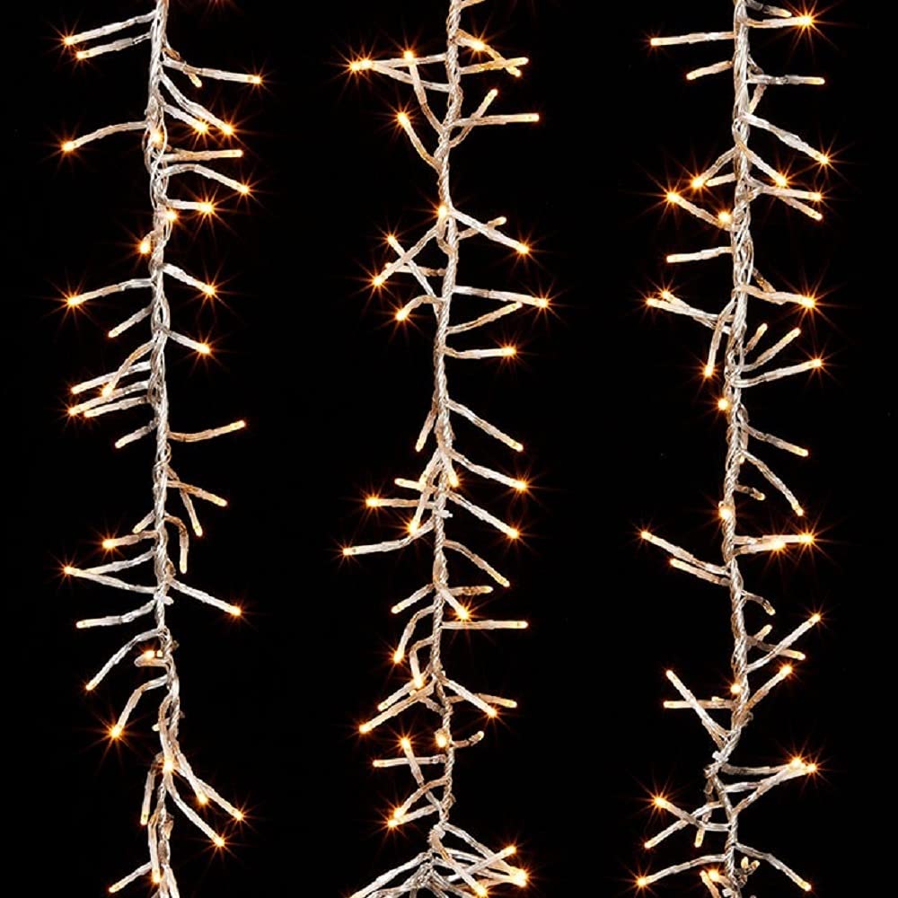 RAZ Imports 10' Clear Wire Flowing Cluster Christmas Lights with 960 Warm White LED Bulbs - Perfect for Holiday Decor, Indoor & Outdoor Tree Lighting, and Festive Home Decoration