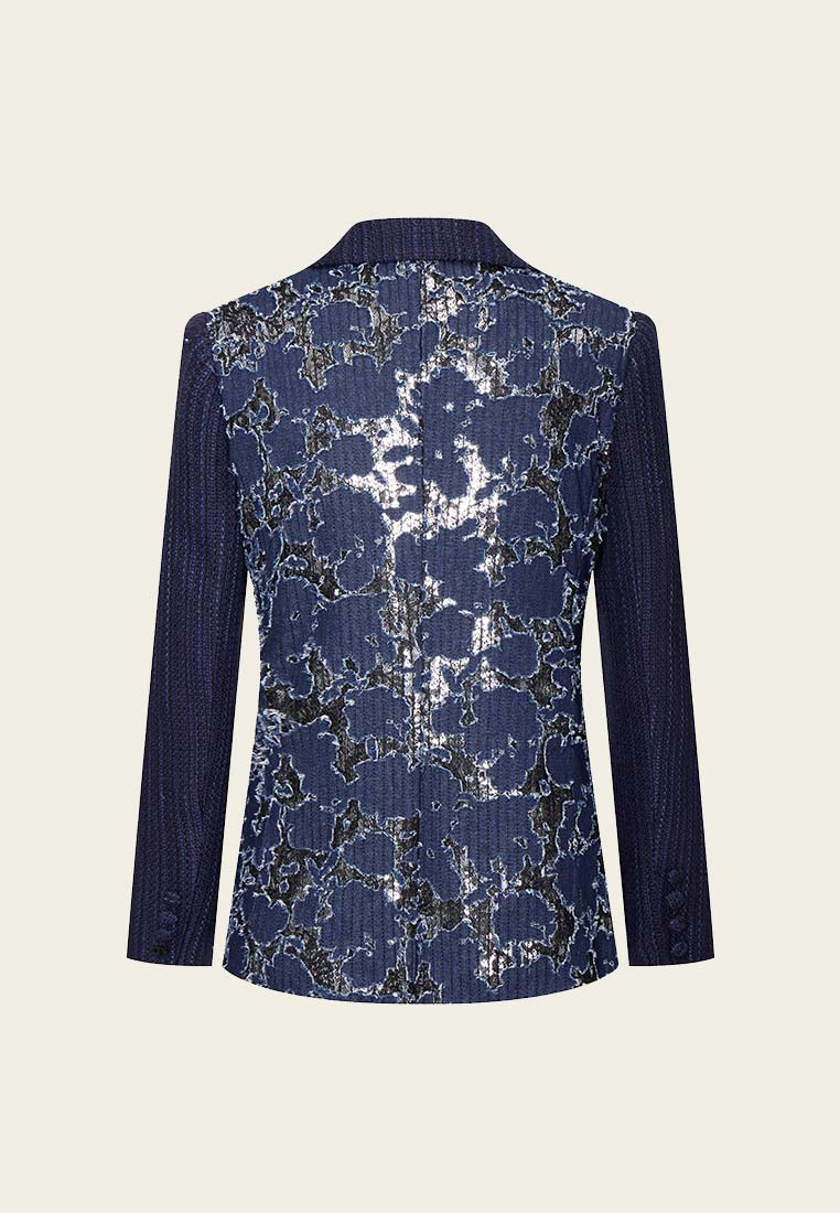Reconstructed Denim Jacket with Lace Detailing & Lapel Collar - Stylish Vintage Look for Women's Casual Outfits & Streetwear Fashion