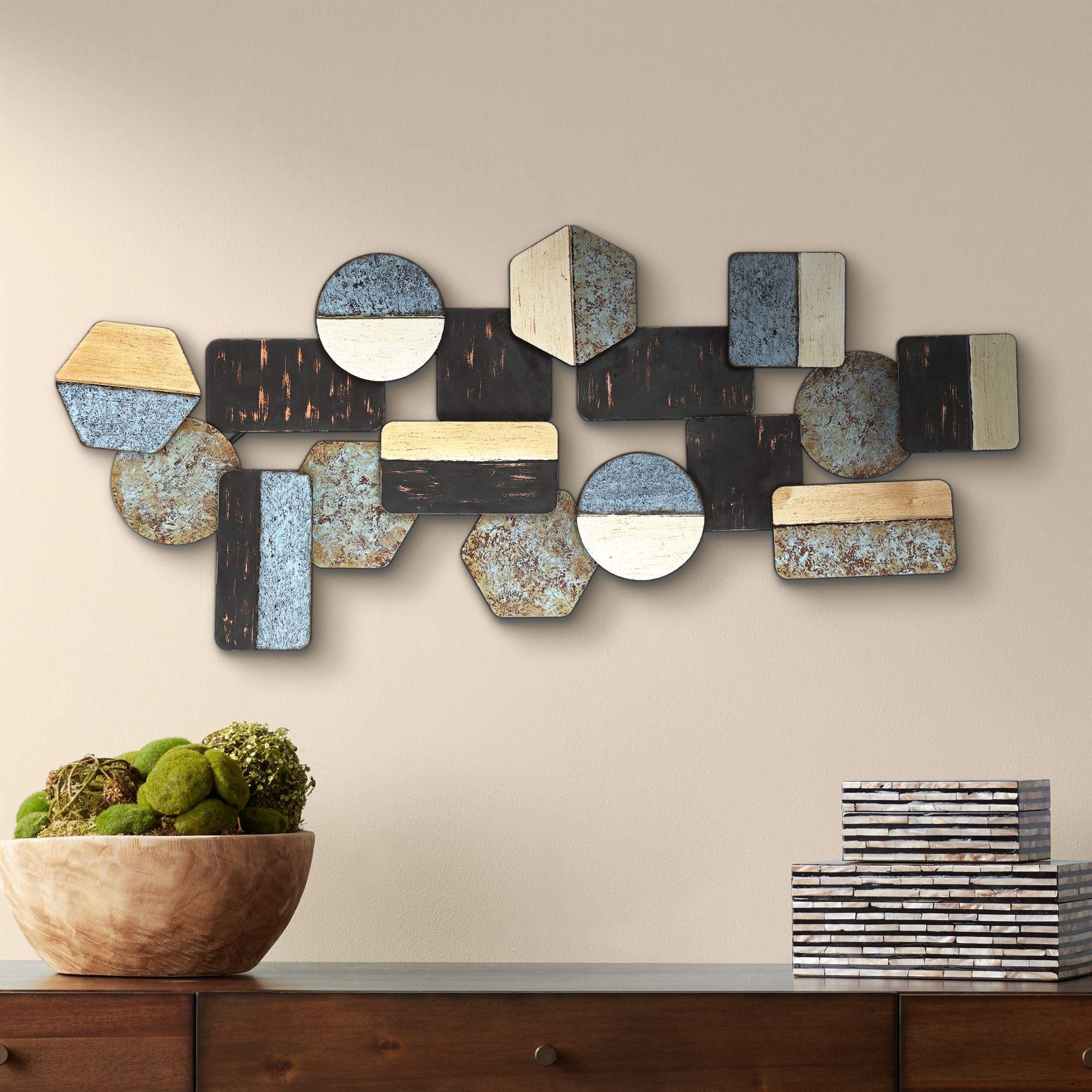 Art Deco Metal Wall Art - 43.5 Inch Wide Geometric Decor for Living Room, Bedroom & Office | Modern Home & Office Wall Decor