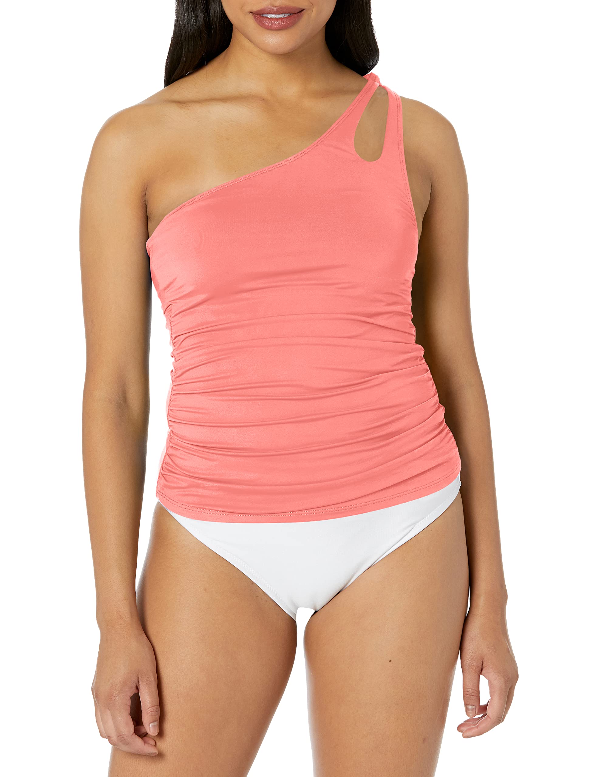 Island Goddess One Shoulder Keyhole Tankini Swimsuit Top - Sexy Beachwear for Women, Perfect for Pool Parties & Tropical Vacations
