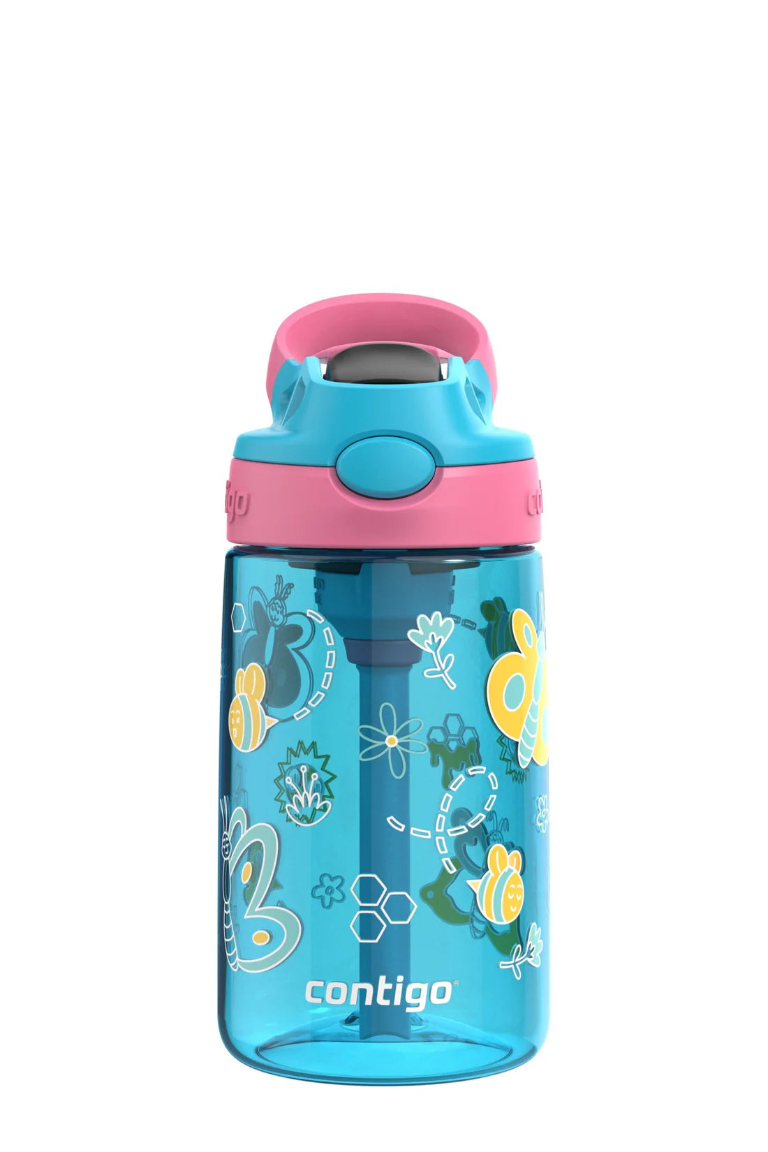 Contigo Kids Autospout Water Bottle 14oz (414ml) - Leak Proof, Spill Proof Stainless Steel Insulated Bottle for School, Travel & Outdoor Activities