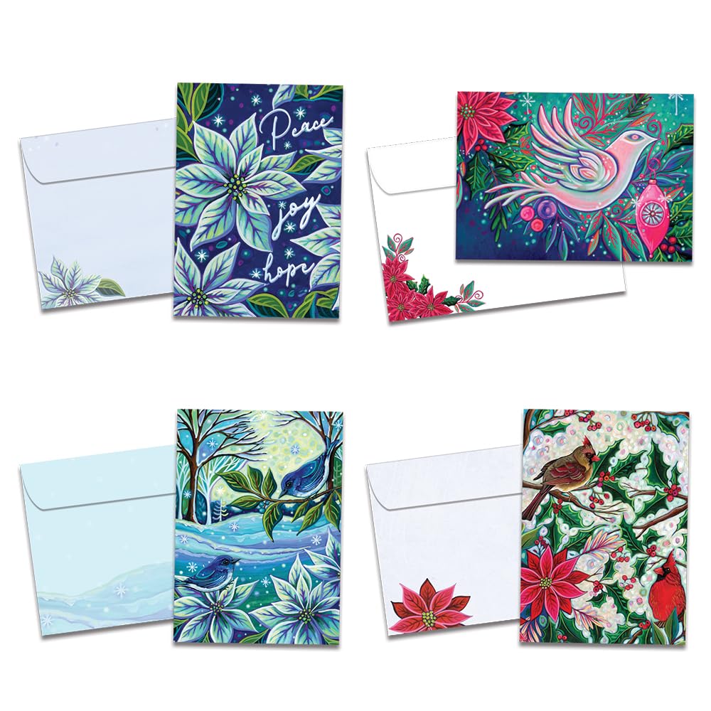 Eco-Friendly 16 Pack Holiday Greeting Cards with Matching Envelopes | 100% Recycled Paper | 5