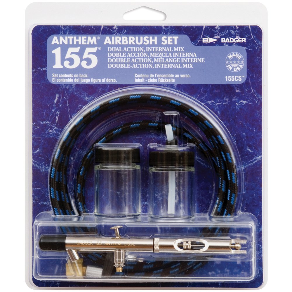 Badger Air-Brush Company Anthem 155-7 Airbrush Kit with 3 Tips - Professional Dual-Action Airbrush Set for Artists, Hobbyists & Tattoo Artists - Perfect for Model Painting, Nail Art & Body Art