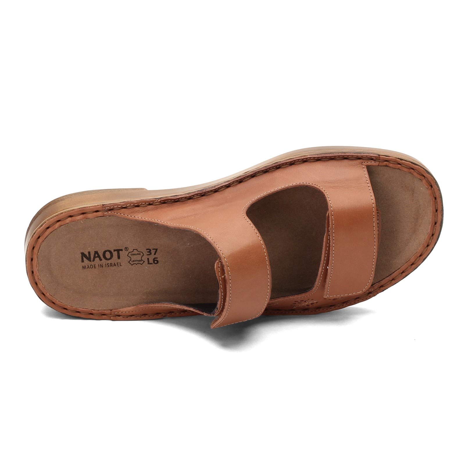 NAOT Women's Transoco Slide Sandal - Comfortable Leather Sandals with Glass Bead Accents in Mocha Rose/Silver, Size 5 Wide US | Perfect for Beach Vacations, Summer Outfits & Casual Wear