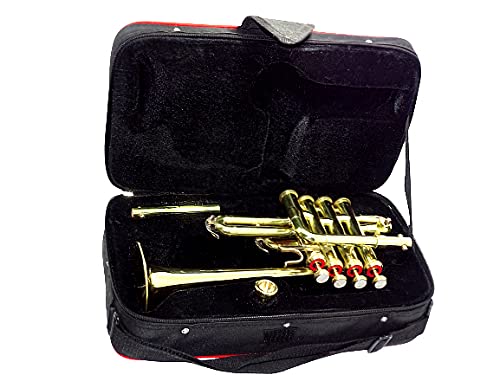 Shreyas Professional Bb Trumpet Piccolo with 4 Valves - High-Quality Brass Instrument with Hard Case - Perfect for Beginners, Students & Jazz Performances