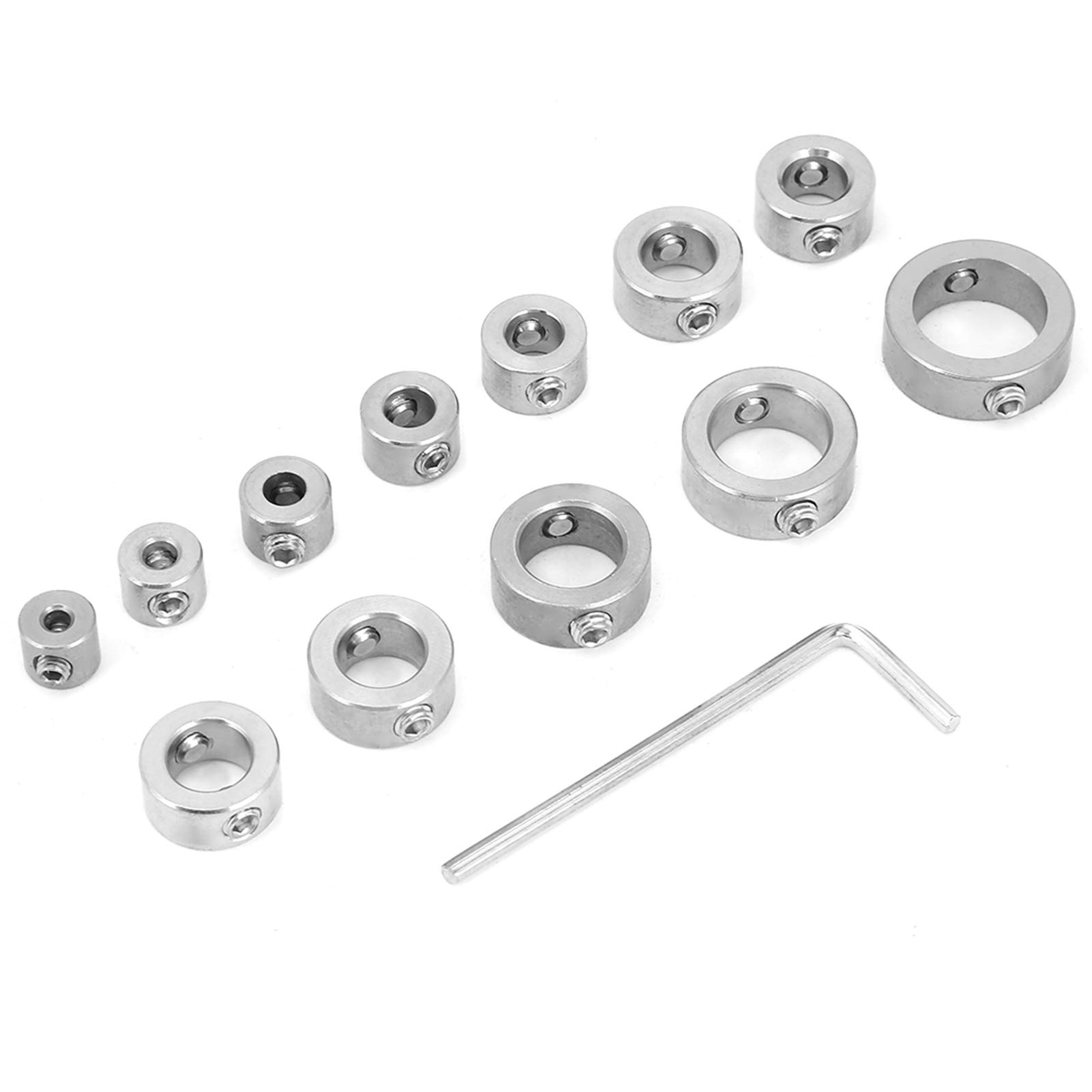 12pcs 3-16mm Stainless Steel Drill Bit Depth Stop Collar Set with Hex Wrench | Precision Drilling Limit Rings for Wood, Metal & Plastic | Perfect for DIY Projects & Professional Use
