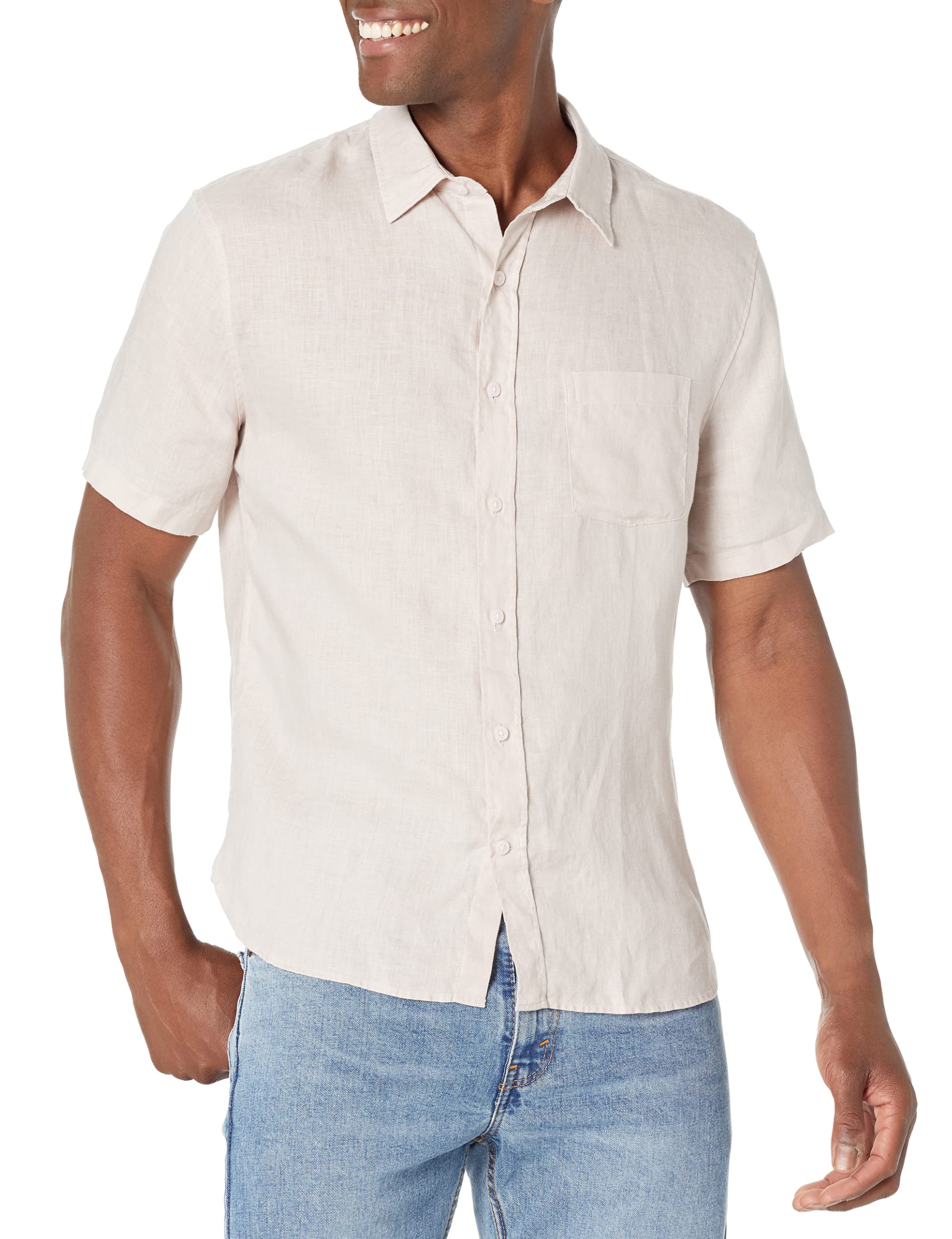 Vince Men's Linen Short Sleeve Button Down Shirt - Breathable Summer Casual Wear for Beach, Travel & Outdoor Activities