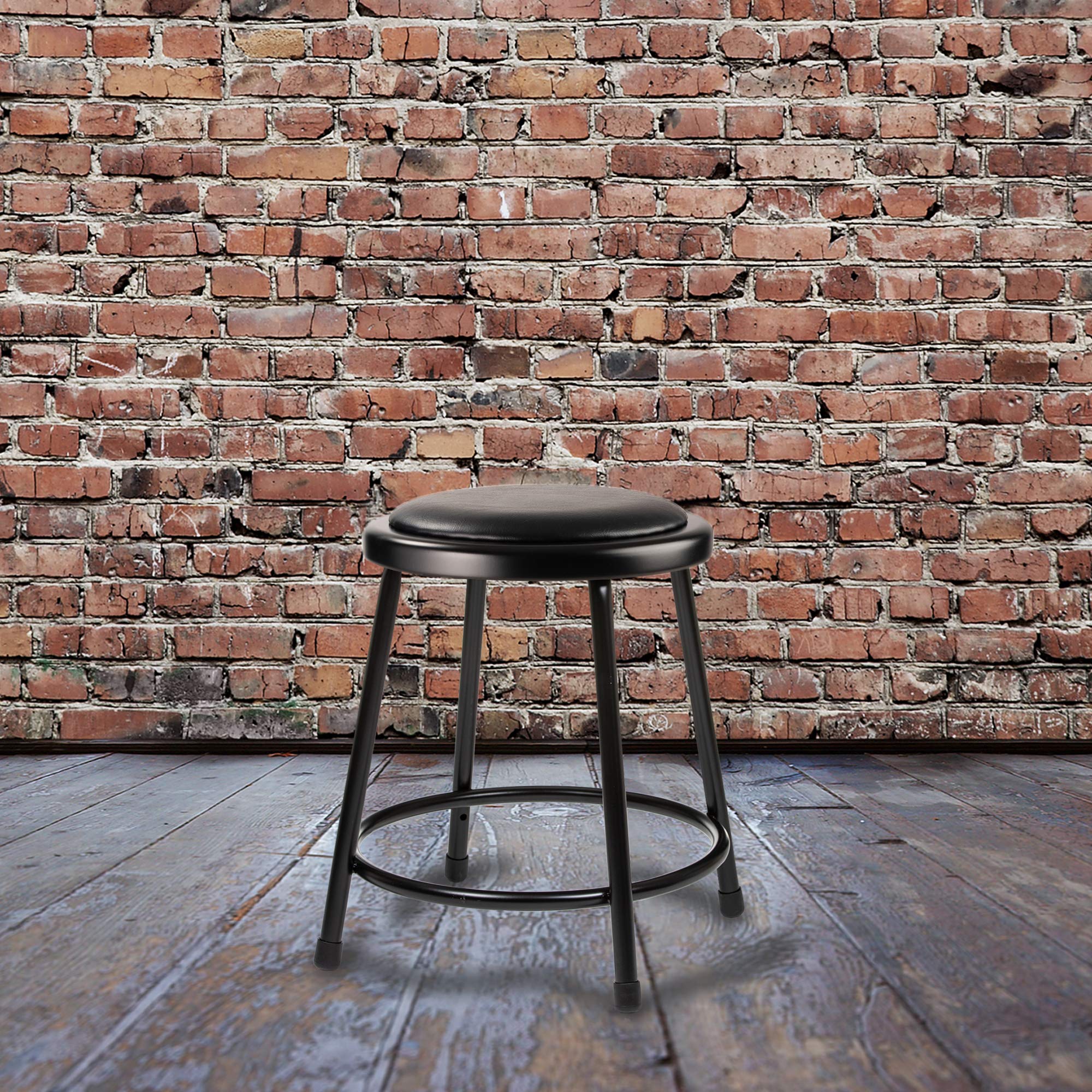 OEF Furnishings (2 Pack) Black Vinyl Padded Stool, 18