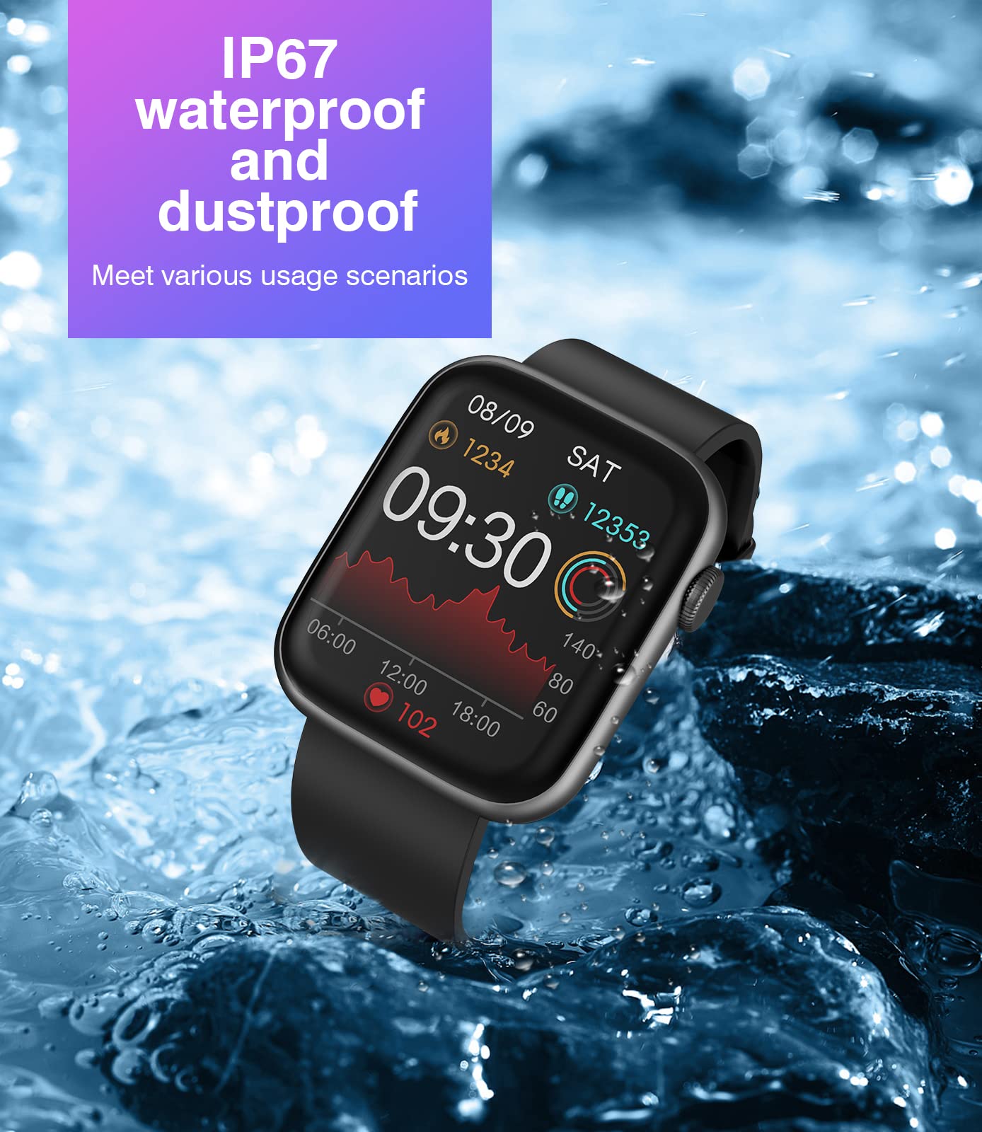 Smart Watch for Men & Women - 1.9'' HD Touch Screen Fitness Tracker with Bluetooth Calling, Heart Rate, Blood Oxygen & Sleep Monitor - Compatible with Android & iPhone - Perfect for Workouts, Running & Daily Health Tracking