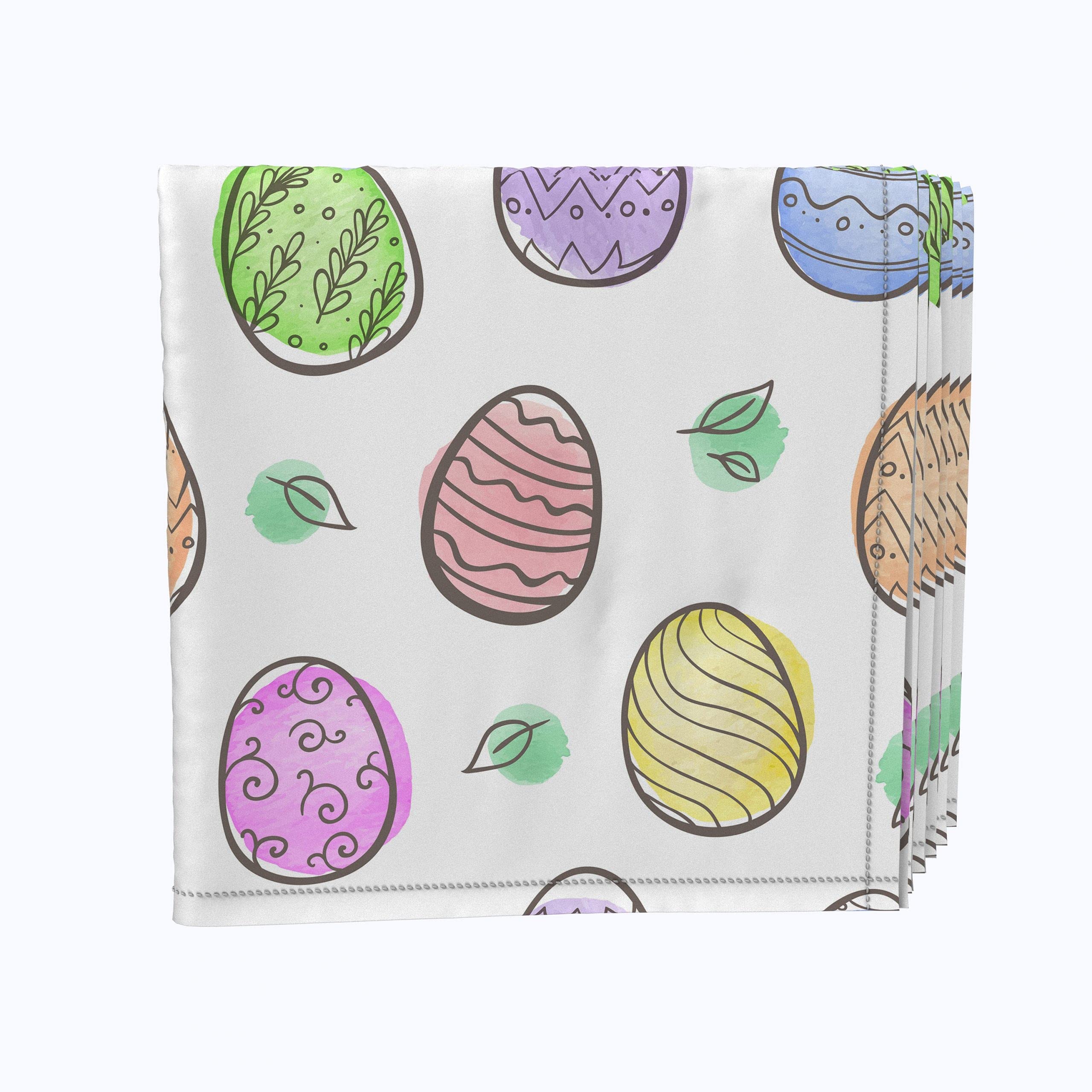 Premium 6-Piece Polyester Napkin Set - 18x18 Inches - Elegant Eggs & Watercolor Design - Perfect for Dinner Parties, Holiday Gatherings & Home Decor