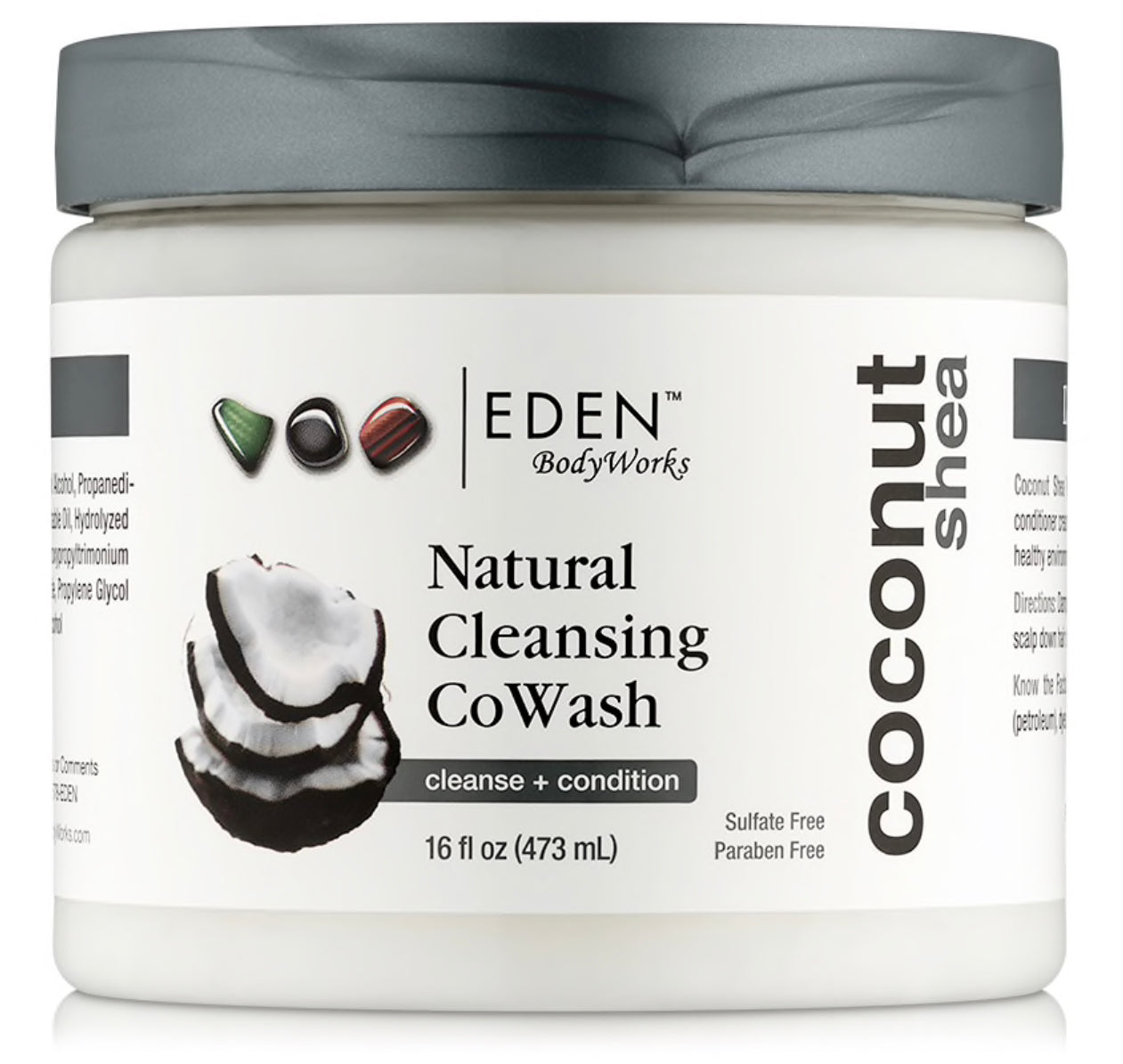 EDEN Coconut Shea Natural Cleansing Co Wash - 16 fl.oz Hydrating Hair Conditioner for Curly, Dry & Damaged Hair - Sulfate Free, Paraben Free & Vegan - Perfect for Daily Moisturizing & Detangling