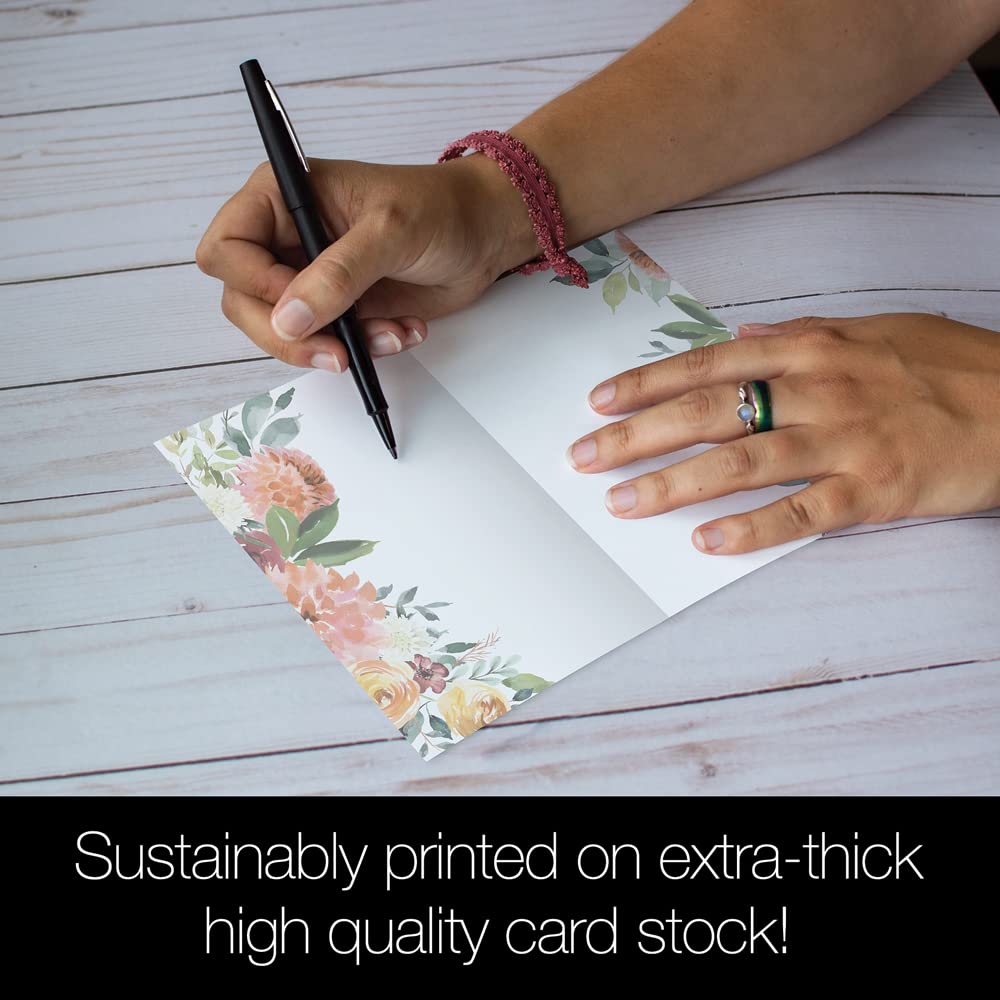 Eco-Friendly Thank You Cards Set - 12 Artful Autumn Floral Wedding Designs with White Envelopes | 4