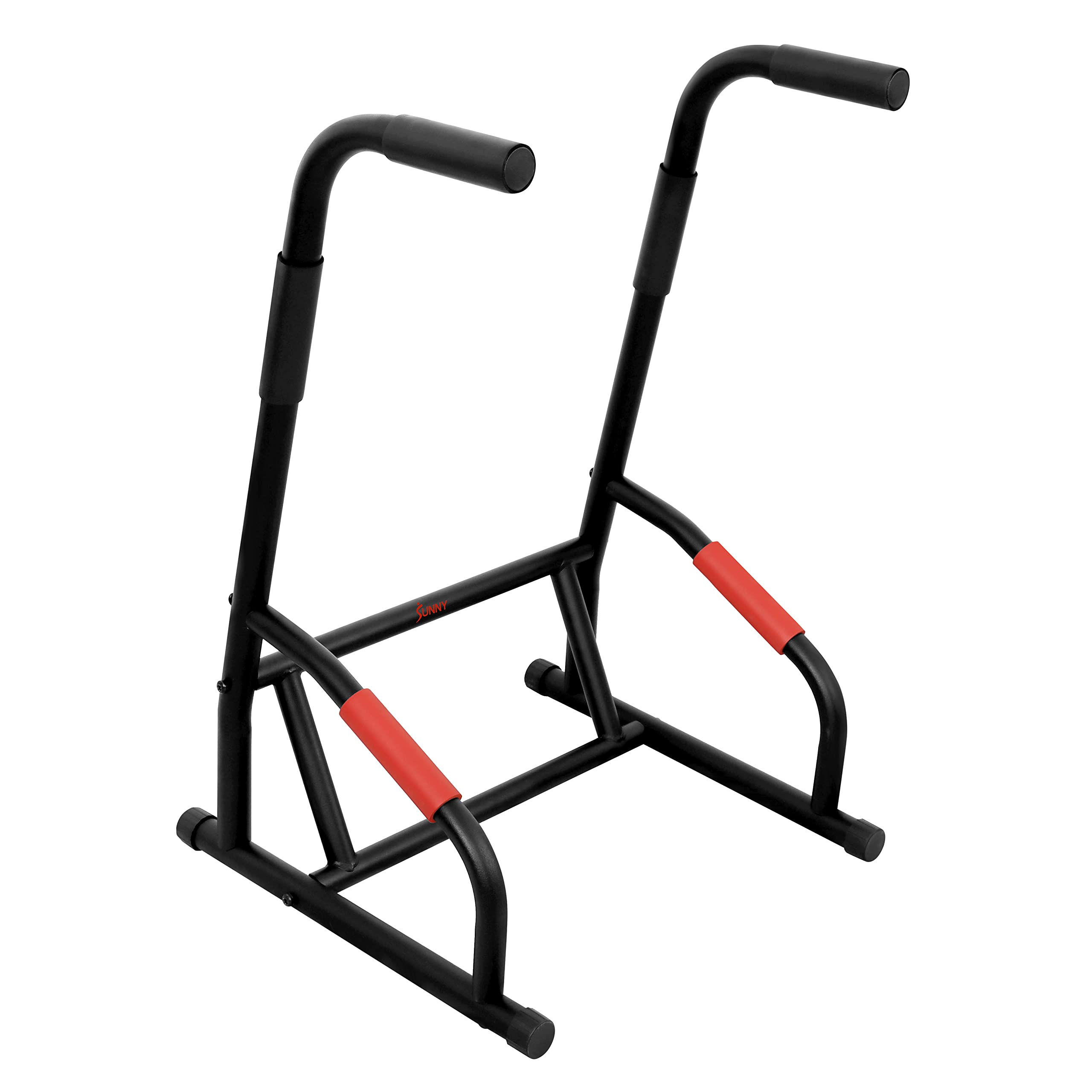 Sunny Health & Fitness Power Tower - Adjustable Dip Bar, Push Up & Pull Up Station with Parallette Bars | Home Gym Equipment for Strength Training & Rock Climbing Grip Workouts | Perfect for Garage, Basement & Home Workouts