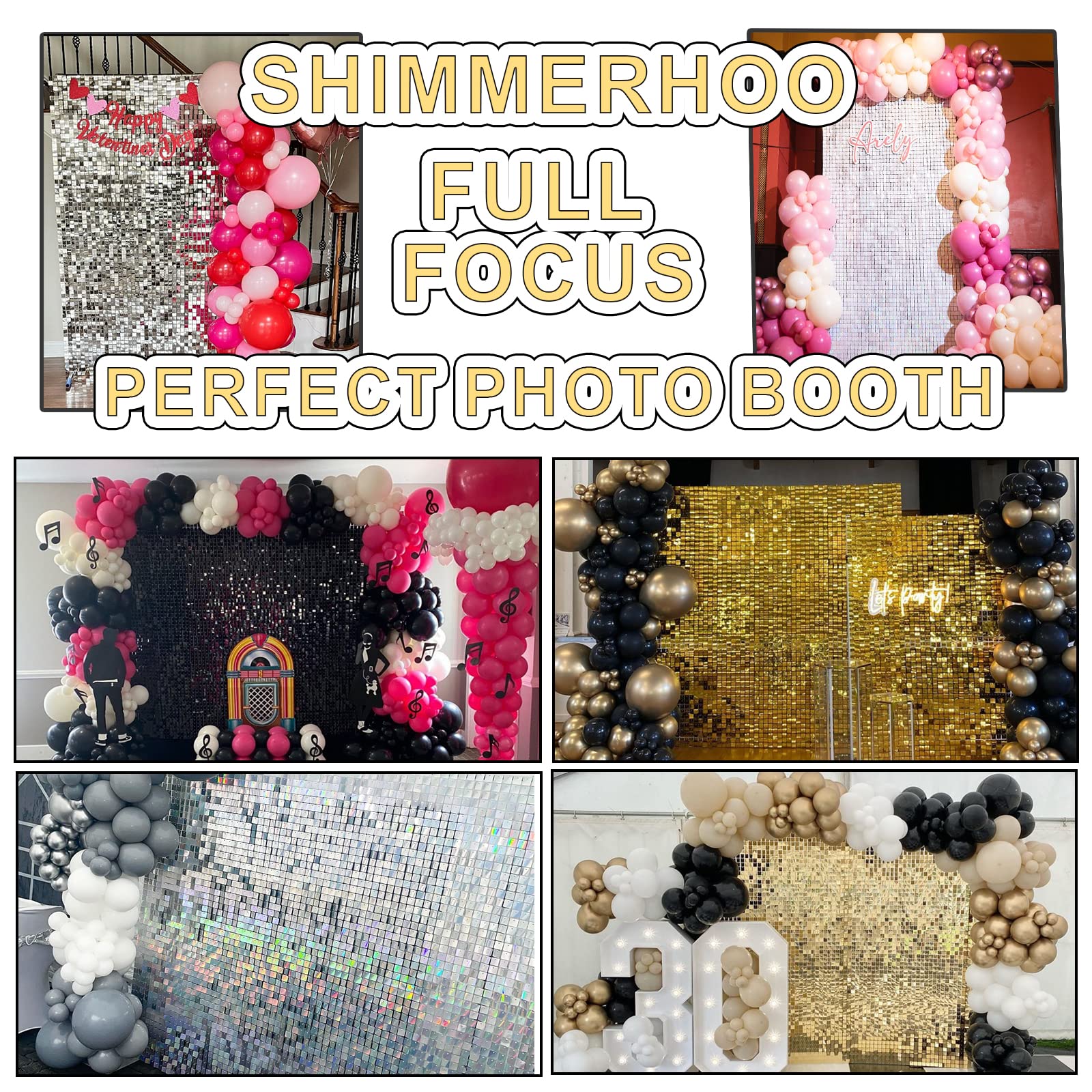 Hot Pink Sequin Shimmer Wall Backdrop Panel - 6ft x 6ft Square Shimmering Backdrop for Birthday, Wedding, Anniversary Decorations | Perfect for Party Backgrounds, Photo Booths & Event Decor