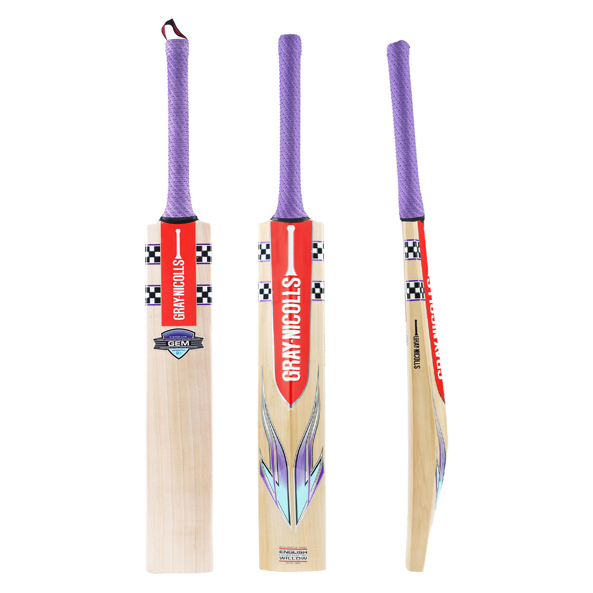 Gray Nicolls Gem 2.1 5 Star Lite Cricket Bat - Lightweight English Willow Bat for Professional & Amateur Players - Perfect for Matches, Training & Backyard Cricket