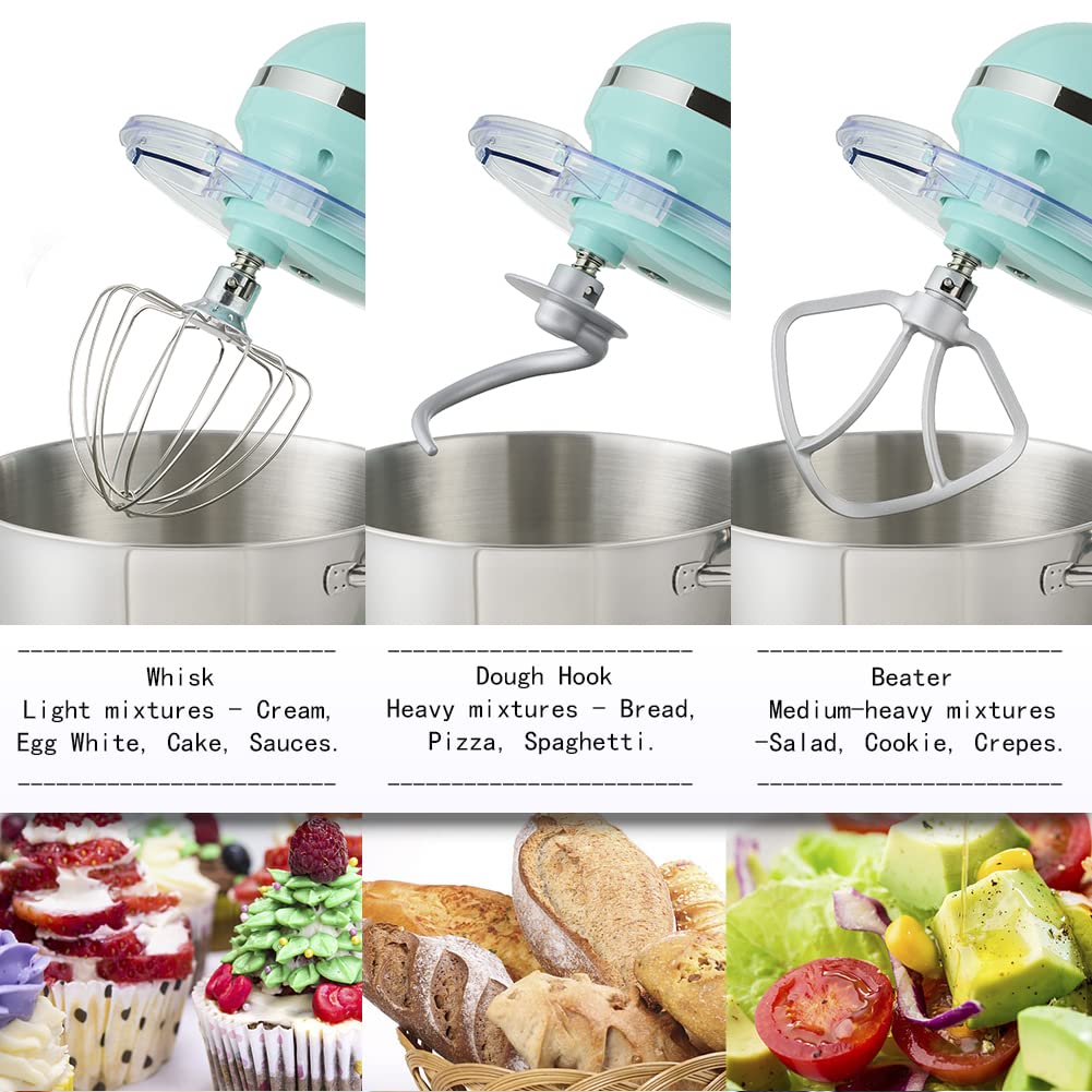 Aucma 6.5-QT 660W Stand Mixer - 6-Speed Tilt-Head Electric Kitchen Mixer with Dough Hook, Wire Whip & Beater (Blue) - Perfect for Baking Cakes, Cookies, Bread & More