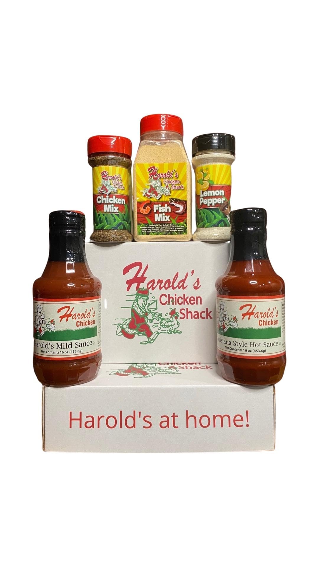 Harold's Chicken DIY at Home Kit - 5 Piece Set with Mild Sauce, Hot Sauce, Lemon Pepper, Fish Mix & Chicken Mix | Perfect for Family Cooking, Game Day Parties & Chicago-Style Meal Prep