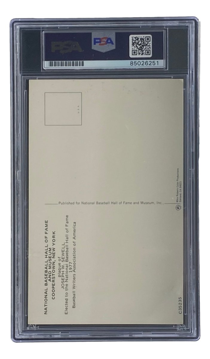 Joe Sewell Autographed 4x6 Cleveland Hall of Fame Plaque Card with PSA/DNA Certification #85026251 - Perfect for Baseball Memorabilia Collectors and Sports Fans Display