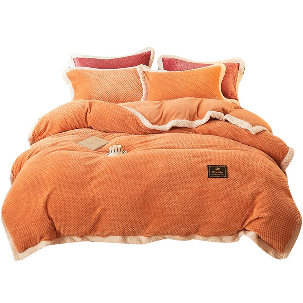 Premium Double-Sided Fleece Blanket - Ultra Soft & Warm Woolen Blanket for Queen Bed | 220x240cm (86x94 inches) | Orange | Perfect for Winter Nights, Sofa Lounging & Cozy Home Decor