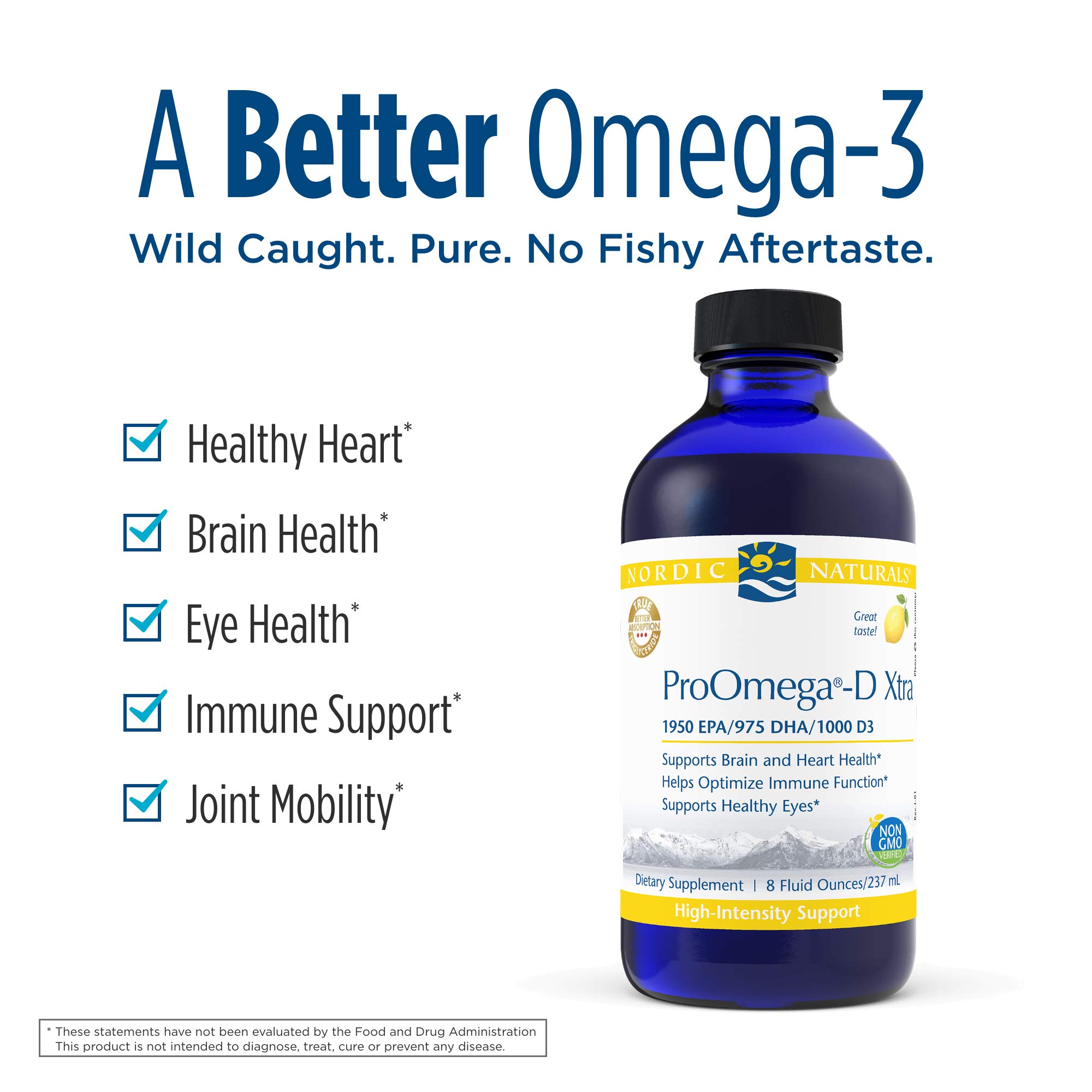 Nordic Naturals ProOmega-D Xtra Liquid, Lemon Flavor - 8 oz - 3400 mg Omega-3 + 1000 IU Vitamin D3 - High-Potency Fish Oil Supplement with EPA & DHA - Supports Brain, Eye, Heart & Immune Health - Non-GMO - 48 Servings - Perfect for Daily Wellness & Immune Support