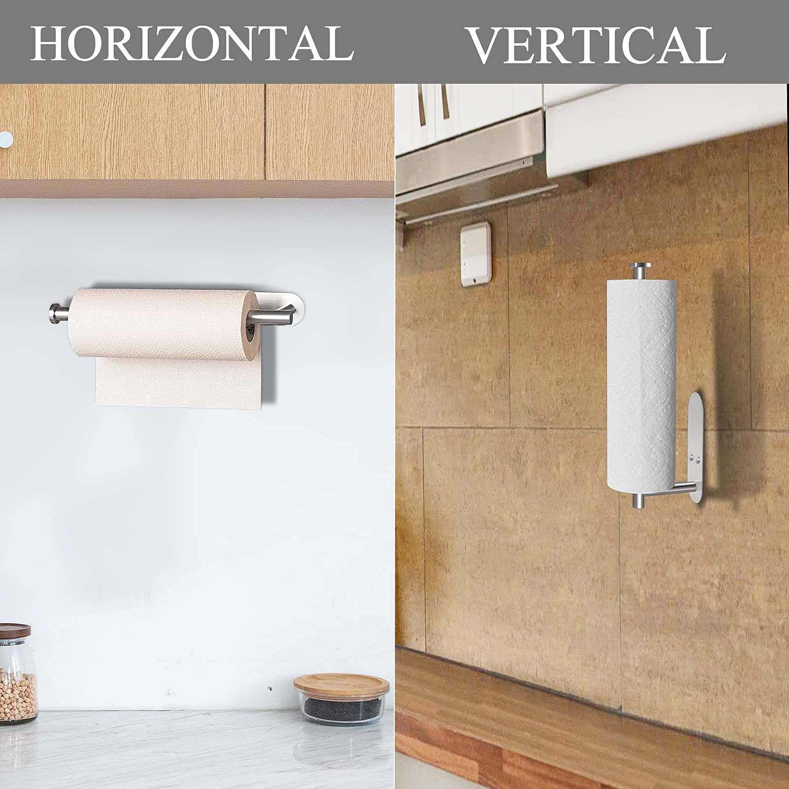Stainless Steel Under Cabinet Paper Towel Holder - Wall Mount Kitchen & Bathroom Towel Rack for Jumbo Rolls - Self Adhesive Farmhouse Accessories (Gold, SUS 304) - Perfect for Kitchen, Bathroom & RV Organization