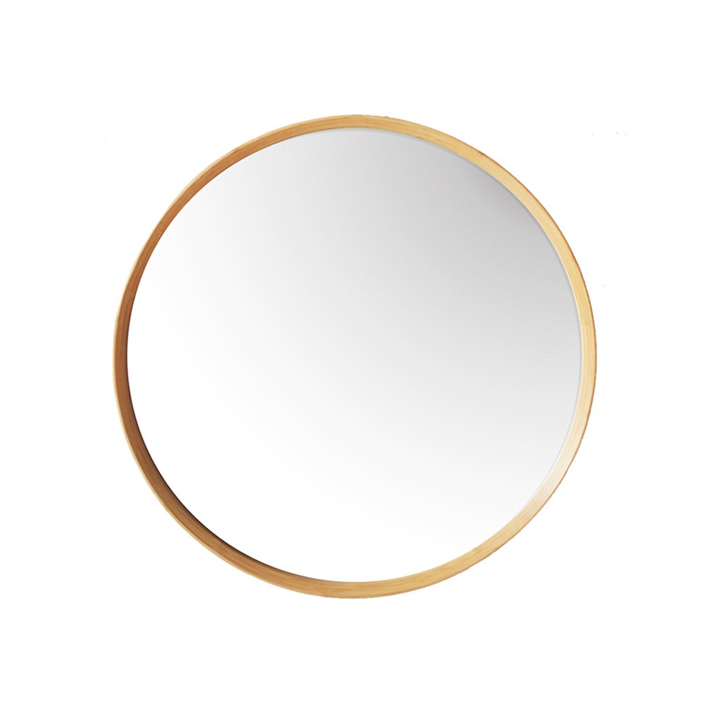 Nordic Round Bamboo Bathroom Mirror - Wall Mounted Vanity Makeup Mirror for Dressing Table & Washroom Decor