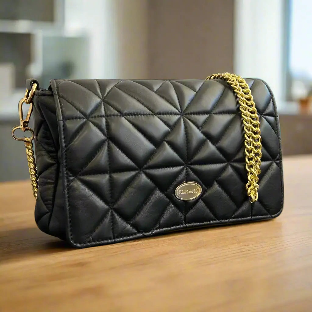 Quilted Soft Leather Crossbody Bag with Chain Strap - Stylish Women's Shoulder Purse for Daily Use, Work & Evening Out