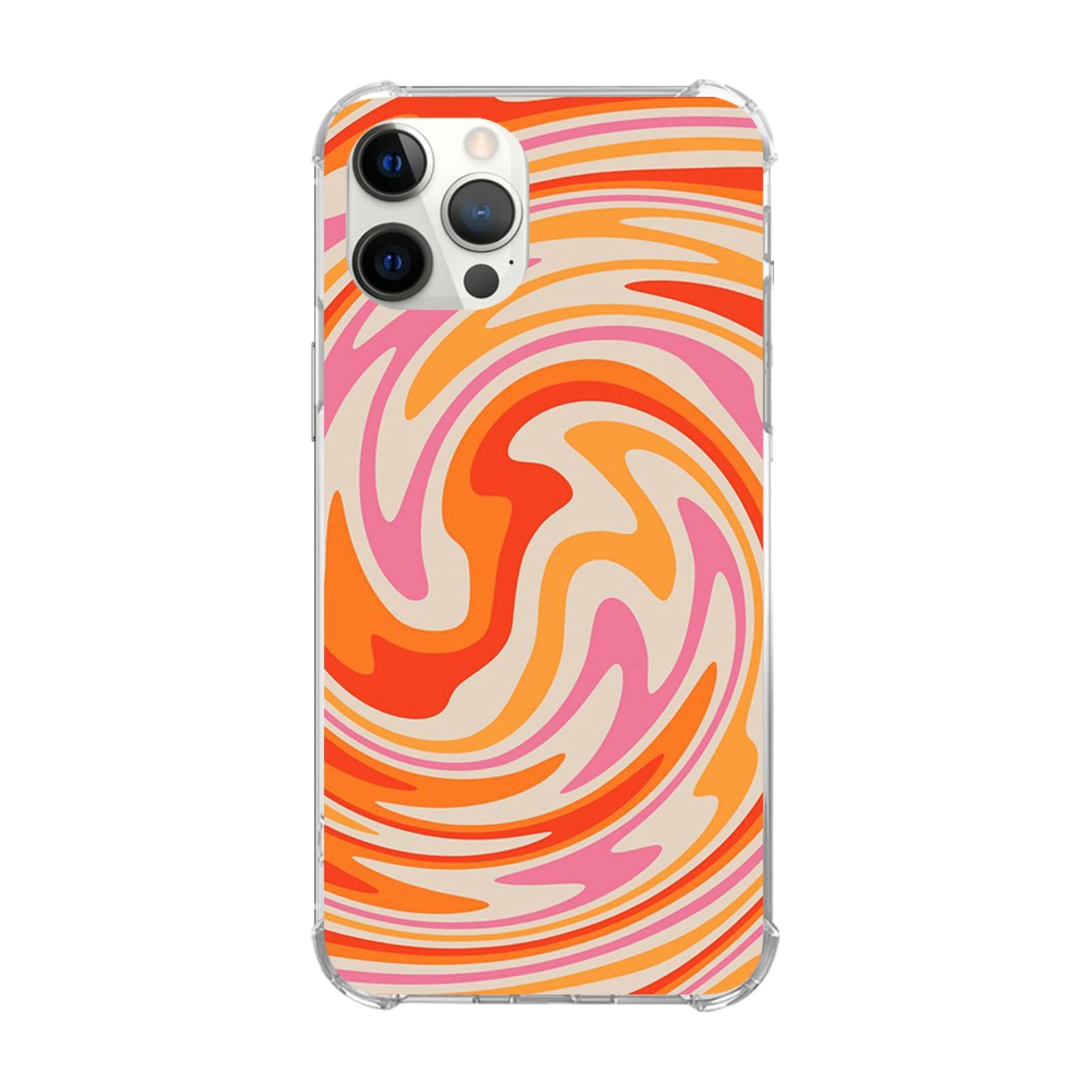 Retro Orange Swirl iPhone 13 Pro Max Case - 70s Vintage Abstract Design Soft TPU Bumper Cover for Men & Women | Trendy Protection for Everyday Use, Work & Travel