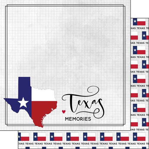 Texas Adventure Flag 12x12 Inch Double-Sided Scrapbook Paper - 1 Sheet for Card Making, DIY Crafts & Scrapbooking Projects