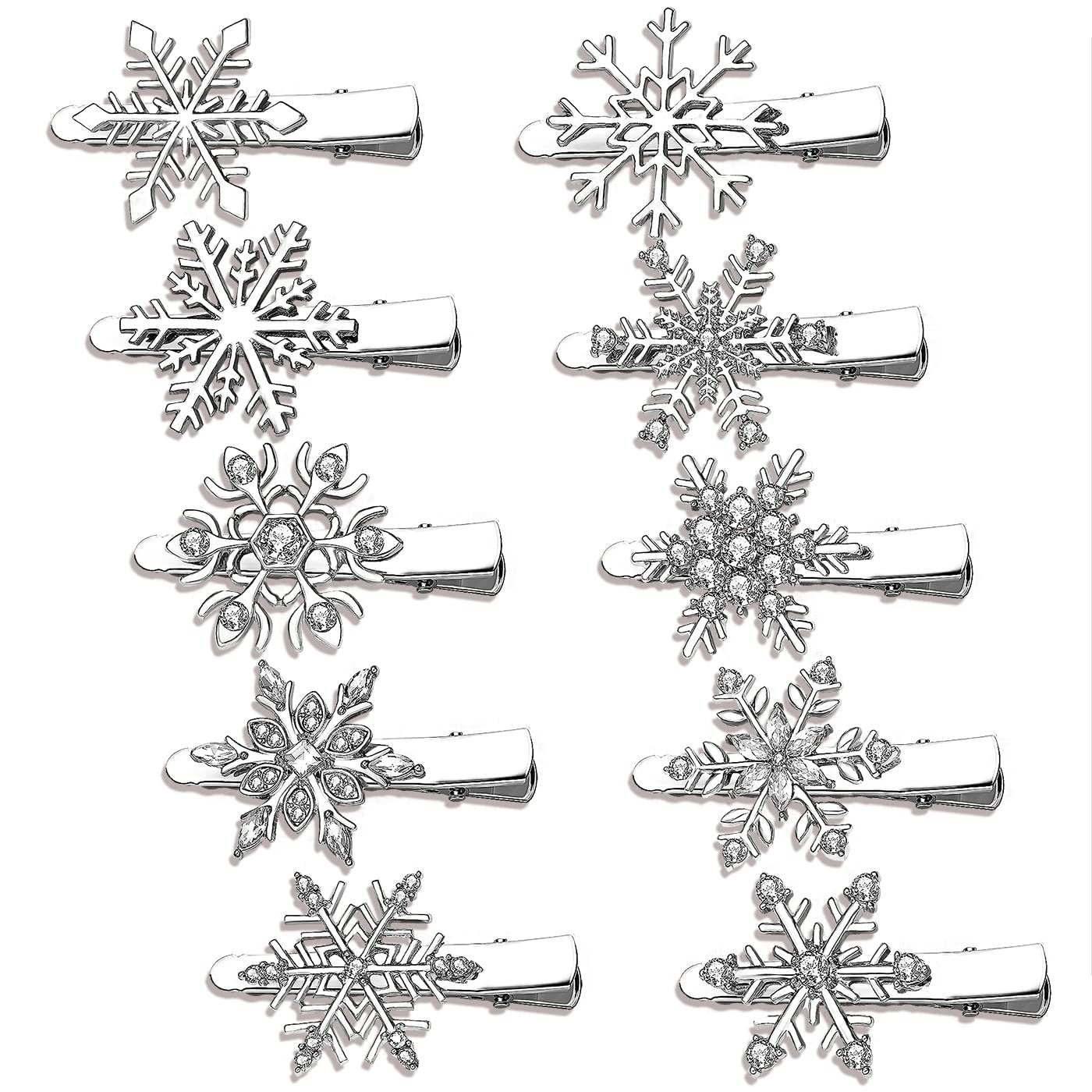Sparkling Rhinestone Snowflake Hair Clips for Women & Girls - Silver Winter Holiday Hair Accessories for Christmas, New Year & Festive Parties - Perfect for Gifts, Weddings & Seasonal Celebrations