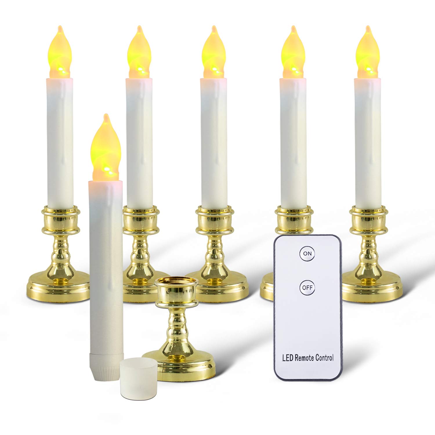 Amagic 6Pcs LED Flickering Candles with Remote for Christmas Decor