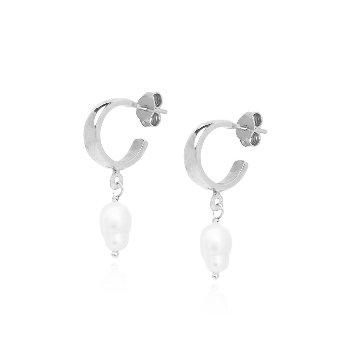 Pearl Drop Mini Hoop Earrings in Sterling Silver - Elegant Dainty Jewelry for Women, Perfect for Everyday Wear, Office & Date Night