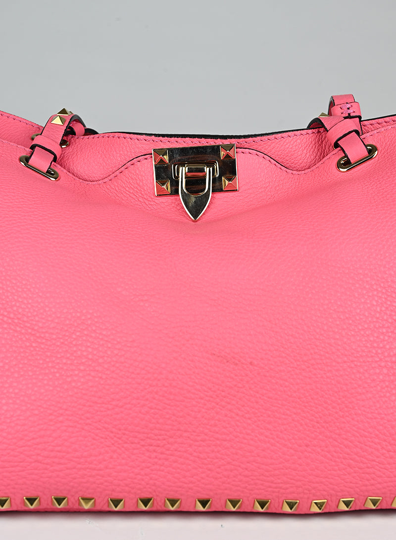 Valentino Rockstud Leather Tote Bag in Pink - Stylish Designer Handbag for Women, Perfect for Work, Travel & Everyday Use
