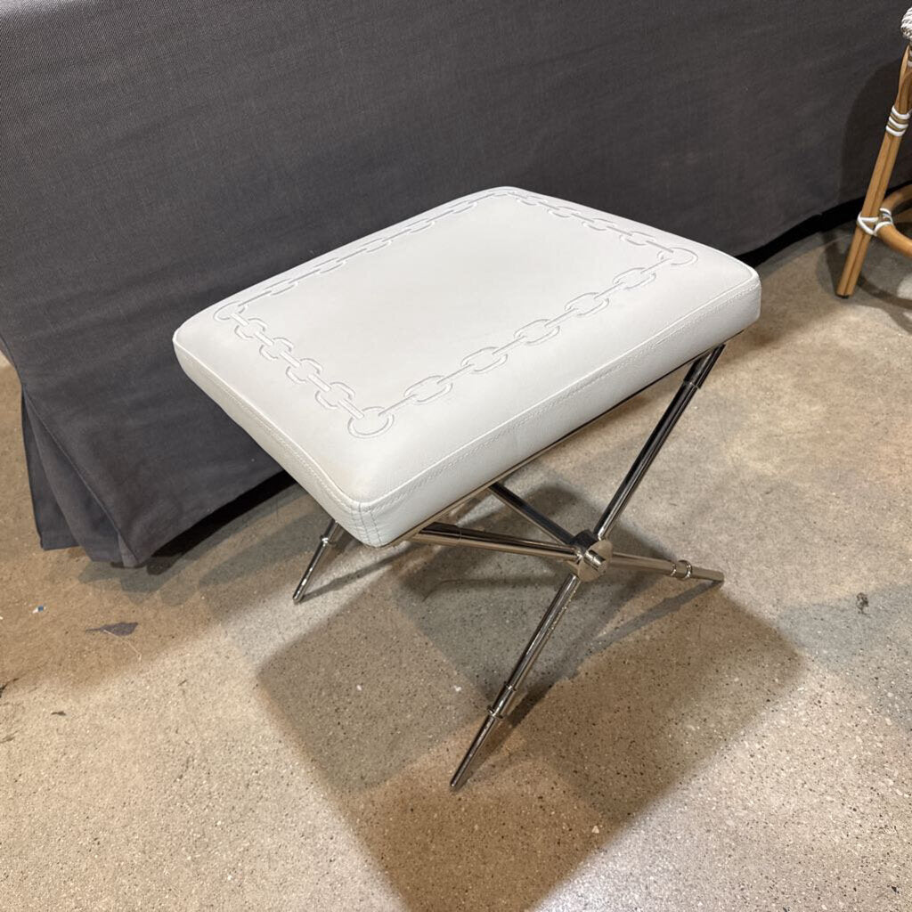 Jonathan Adler Rider Realto White Leather Bench - 18