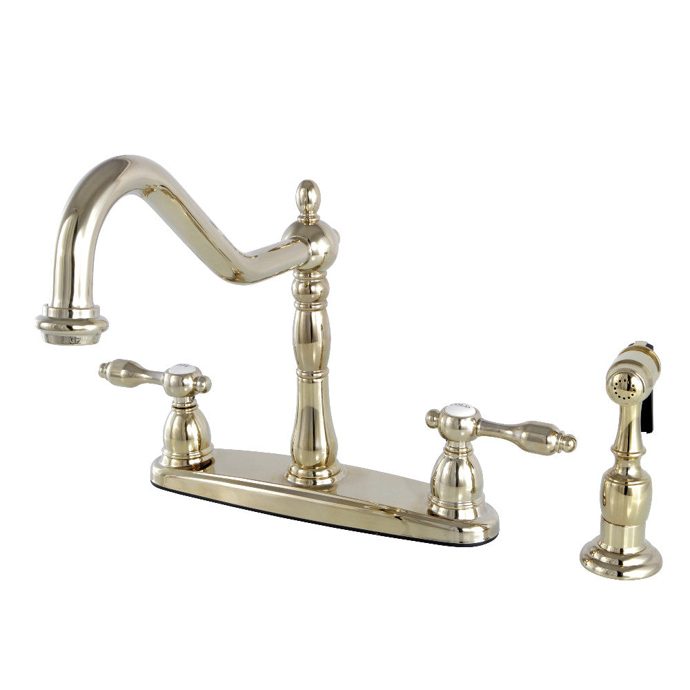 Kingston Brass KB1751TALBS Tudor Centerset Kitchen Faucet - Modern Single Handle Pull-Down Sprayer for Sink, Perfect for Cooking and Dishwashing in Home Kitchen