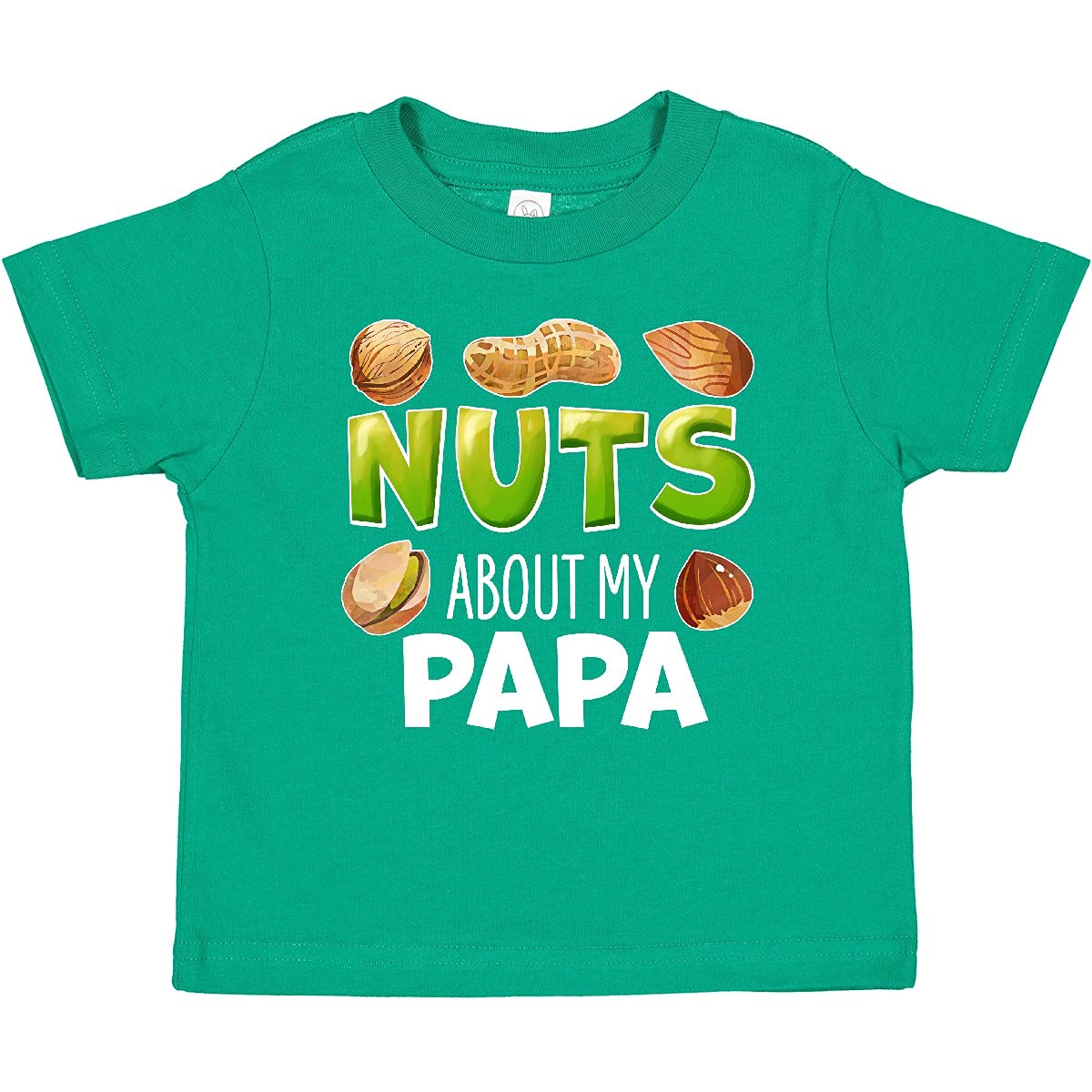 Inktastic Nuts About My Papa Peanut Almond Pistachio Baby T-Shirt - Cute Father's Day Gift for Dad & Grandfather | Soft Cotton Toddler Tee for Family Outings & Photo Shoots
