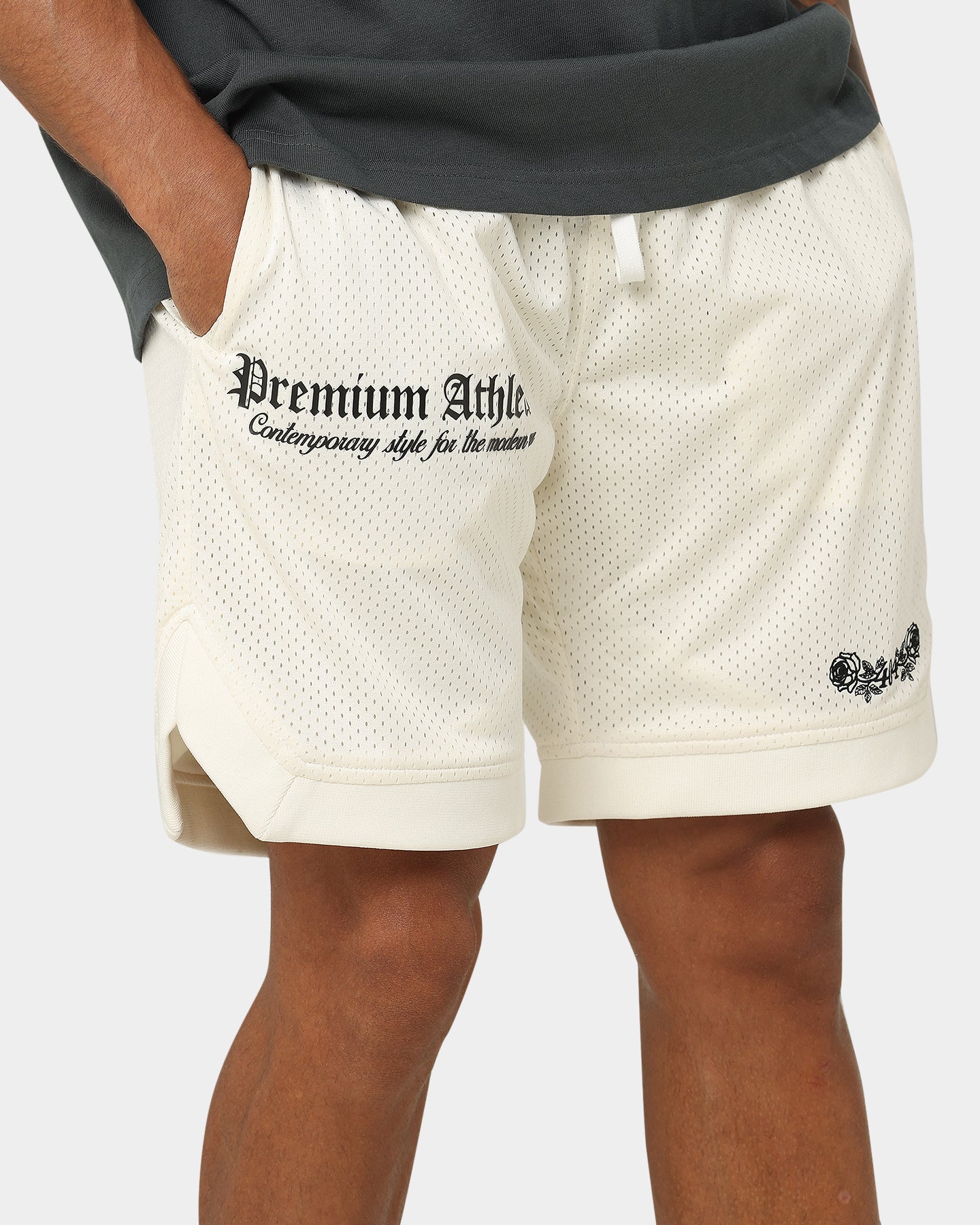 Premium 404 Athletics Basketball Shorts for Men - Breathable & Comfortable Off-White Sports Shorts - Ideal for Basketball, Gym Workouts & Casual Wear