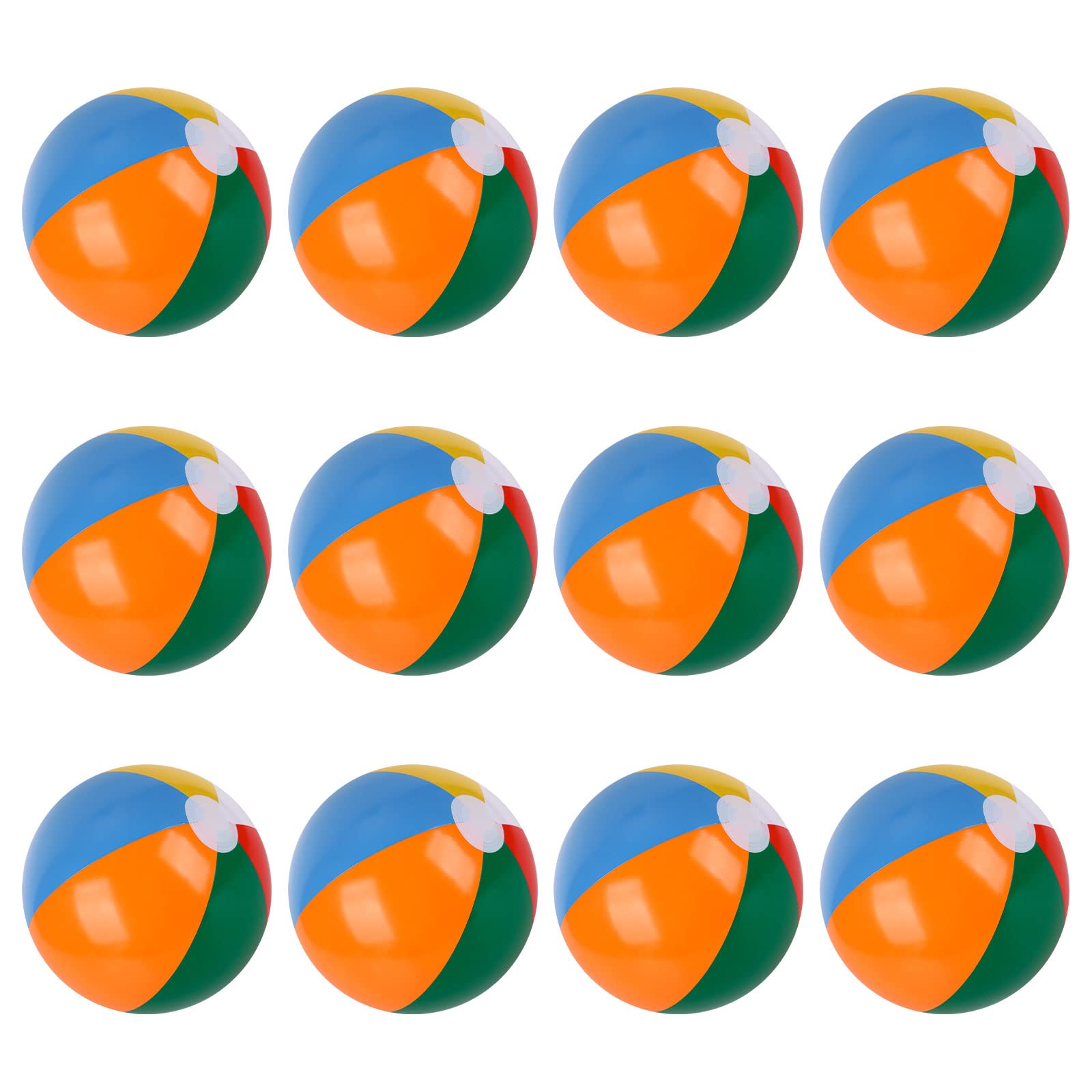 12 Pack Rainbow Beach Balls 16 Inch - Inflatable Pool Party Toys for Kids, Summer Water Games, Swimming Pool Accessories | Perfect for Beach Parties, Backyard Fun, and Summer Vacation Activities