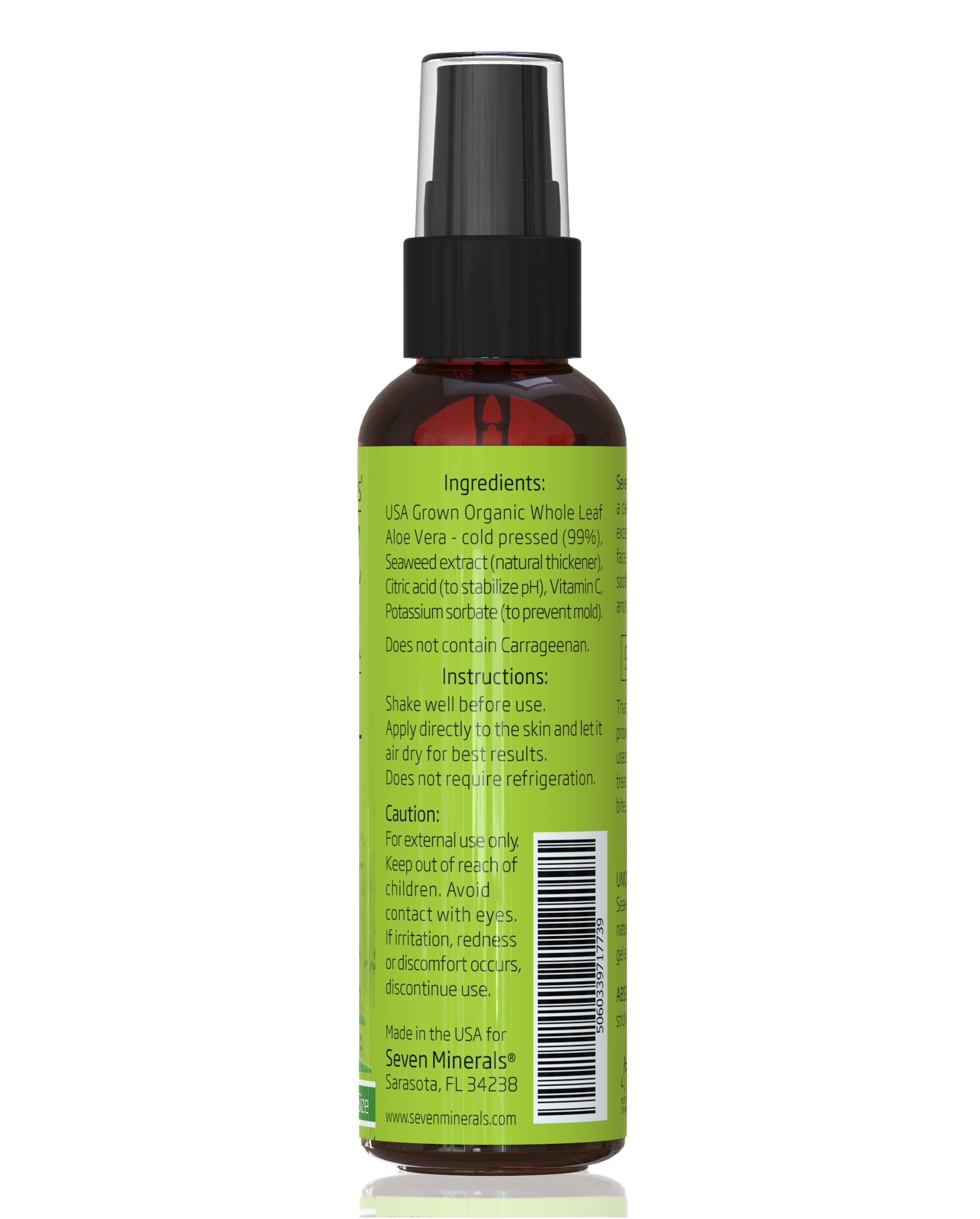 Seven Minerals Aloe Vera Spray & Gel for Sunburn Relief
