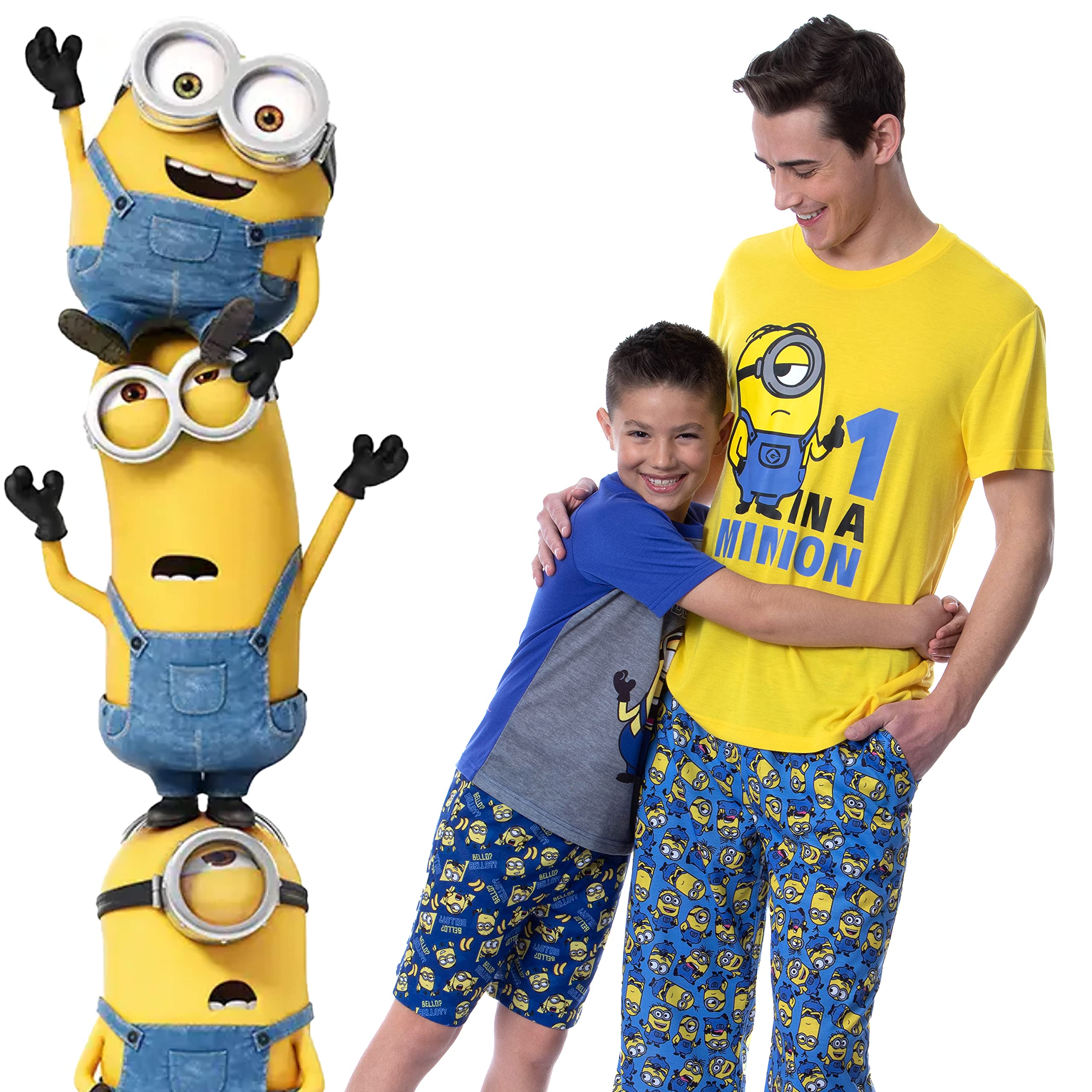 INTIMO Despicable Me Boys' Minions Bello Raglan Sleep Pajama Set - Short Sleeve Shirt & Shorts for Kids' Bedtime & Lounge Wear