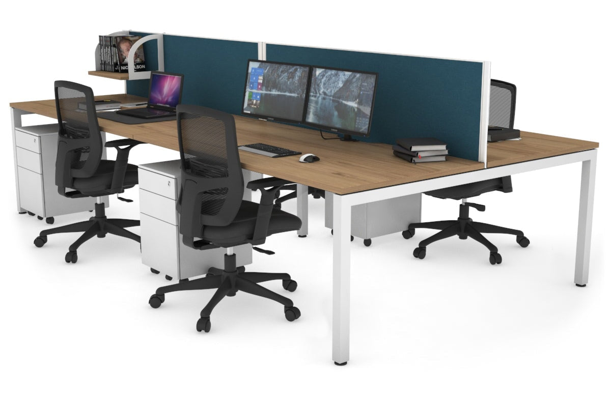 Quadro Square Legs 4 Person Office Workstation Desk - 1200L x 800W with Cable Management - Perfect for Collaborative Workspaces, Open Offices & Coworking Environments
