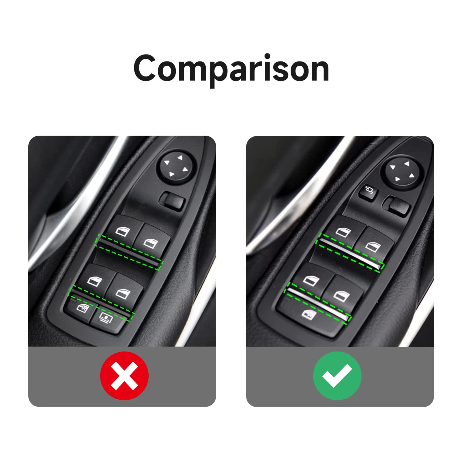 Carbon Fiber ABS Car Window Switch Cover Trim Decal - Compatible with BMW 3 Series F30 F34 3GT Models | Interior Accessories Upgrade | Perfect for Car Enthusiasts & DIY Projects