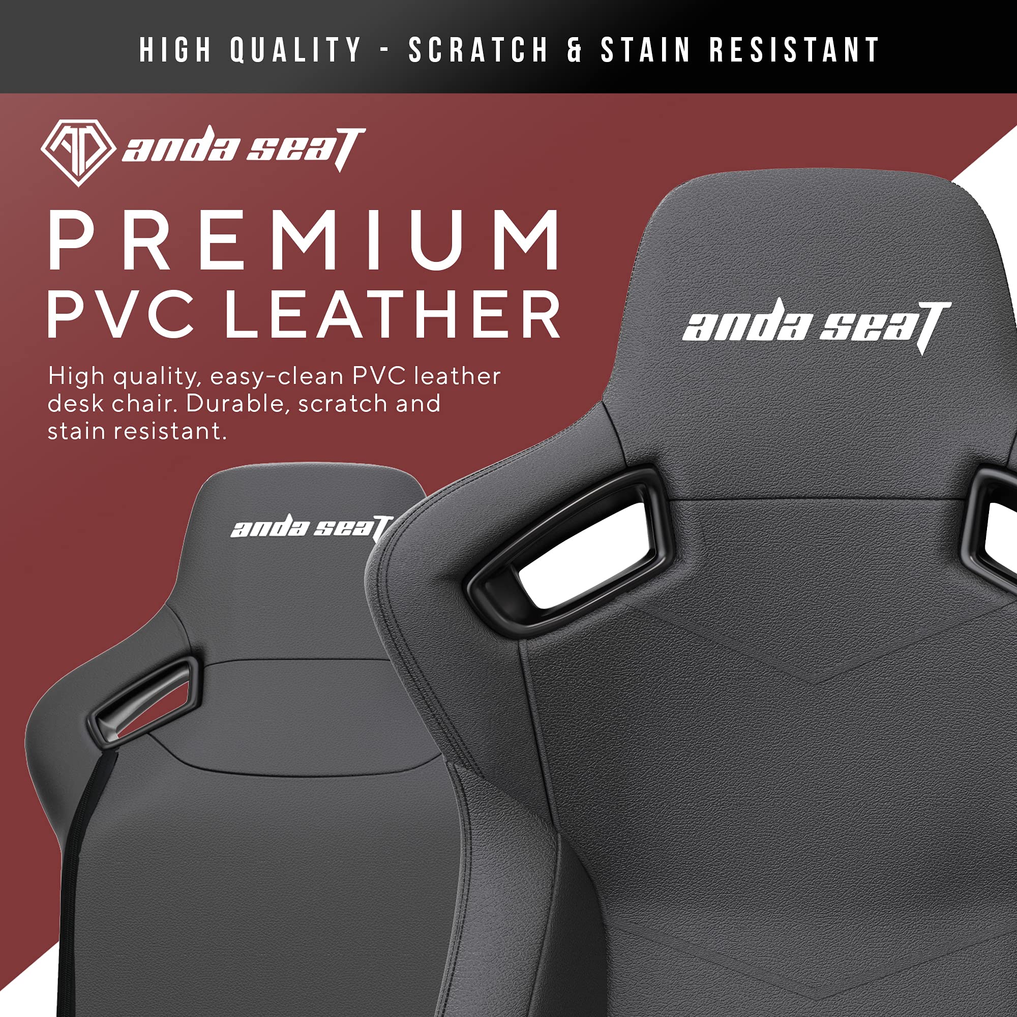 Anda Seat Kaiser 2 Black PVC Leather Gaming Chair - XL Premium Ergonomic Office & Gaming Chair for Adults, Heavy Duty Computer Desk Seat with Memory Foam Lumbar Support & Neck Pillow - Perfect for Esports, Streaming & Long Work Sessions