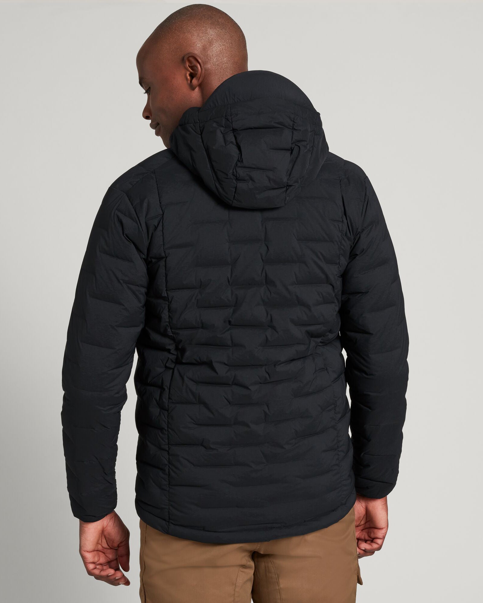 Men's Lightweight Stretch Hooded Down Jacket - Waterproof Winter Coat for Outdoor Activities | Black