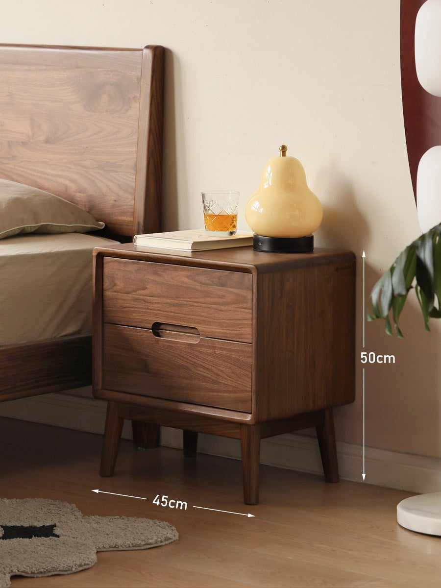 Premium Black Walnut Solid Wood Nightstand with Storage - Modern Bedside Table for Bedroom, Living Room & Guest Room - Durable & Stylish Furniture for Home Decor