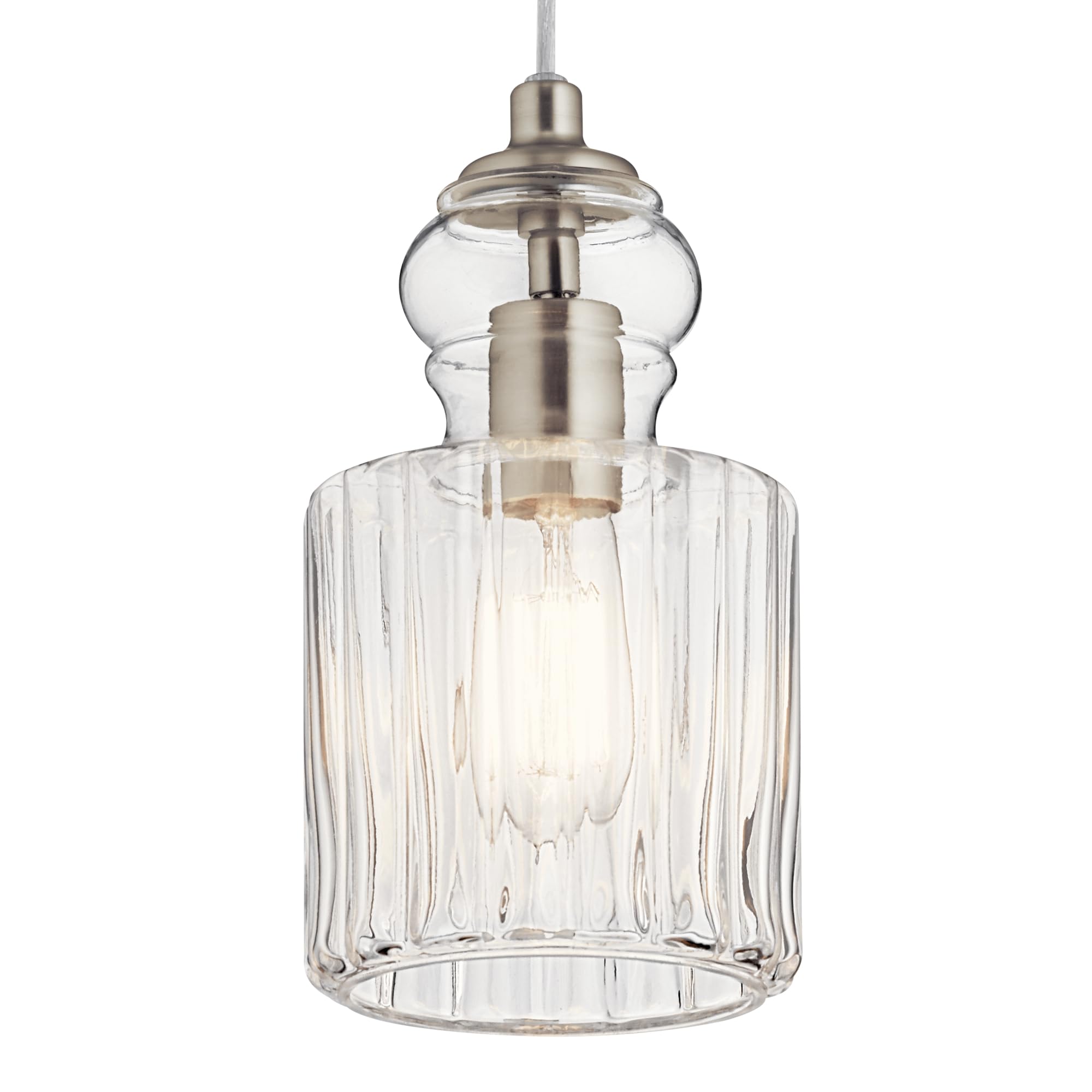 Kichler Lighting 43957NI Riviera Collection One Light Mini Pendant - Modern Ceiling Light Fixture for Kitchen Island, Dining Room & Bedroom Decor