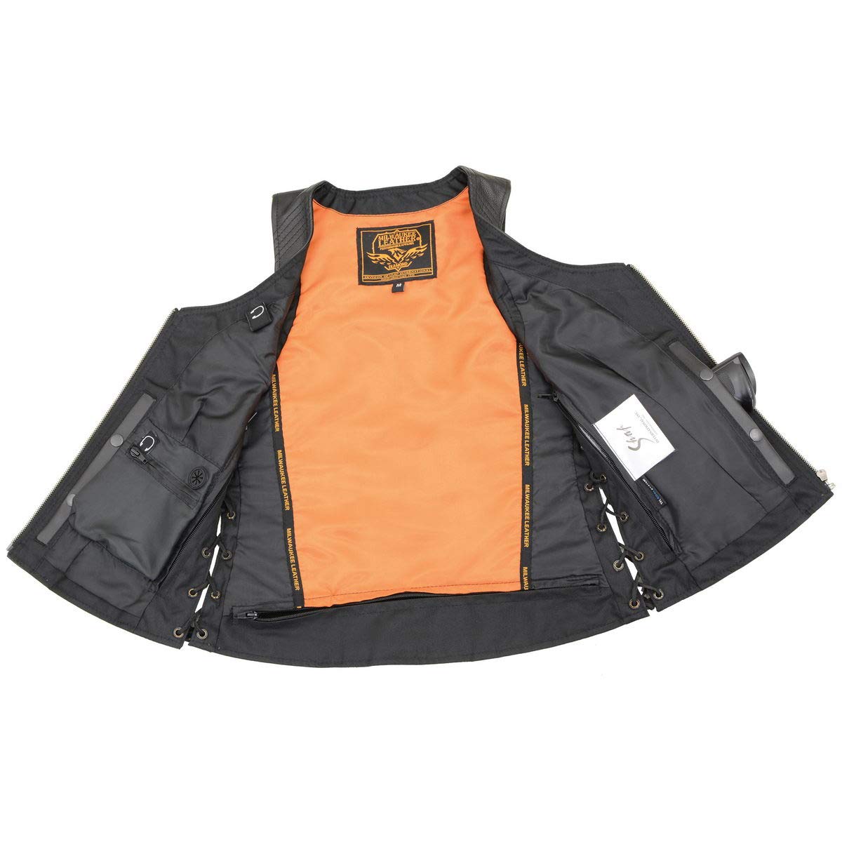 Milwaukee Leather MLL4532 Women's Premium Black Motorcycle Vest - Side Lace Design with Cool-Tec Leather Treatment for Comfort & Style | Perfect for Riding, Biker Events & Casual Outfits