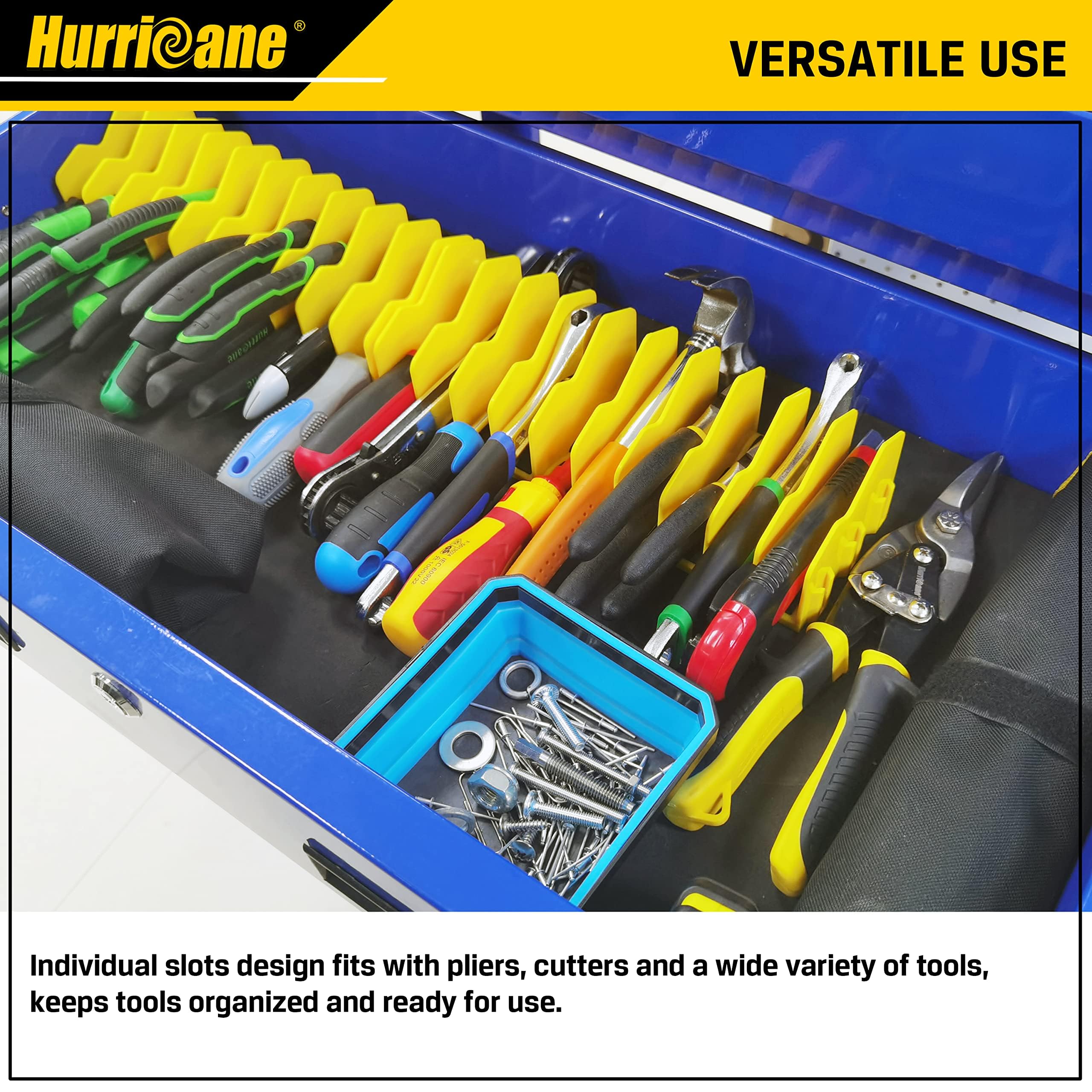 10-Slot Pliers and Cutters Organizer Rack with Non-Slip Rubber Base - Heavy Duty Tool Storage for Drawers & Toolboxes - Extendable Design Fits 3